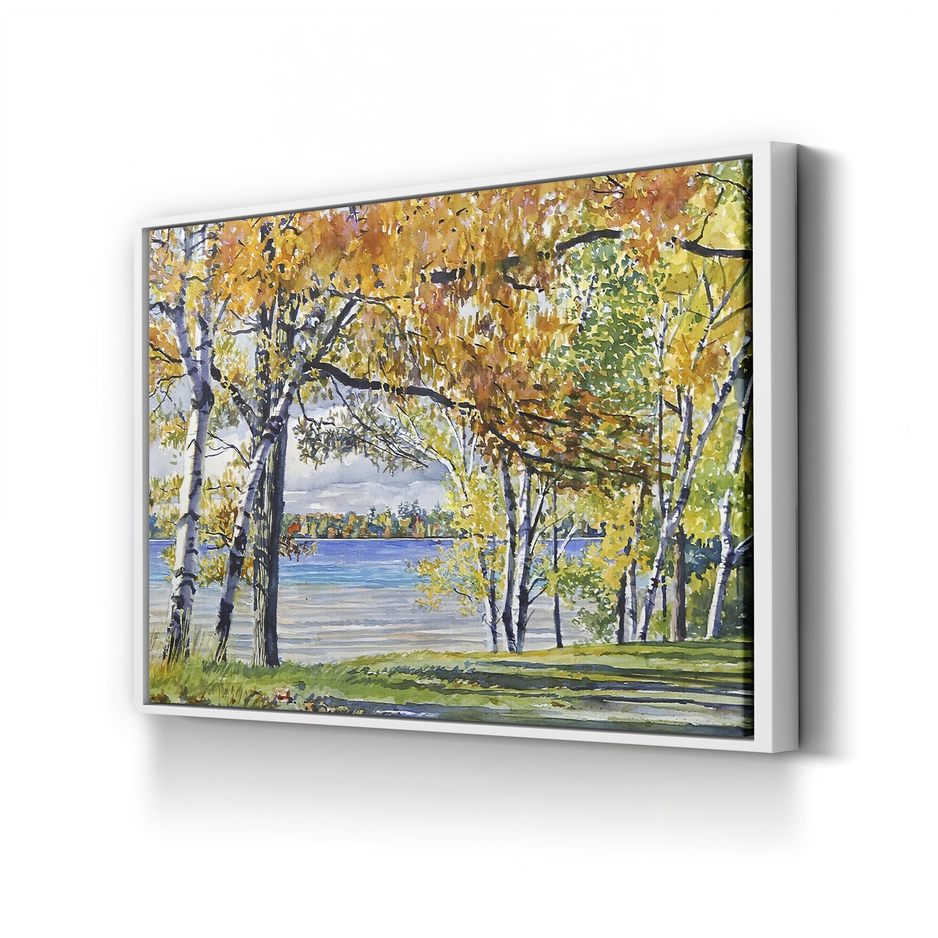 Autumn Birch Trees Wall Art by Stan Myers – Framed Fall Landscape Canvas