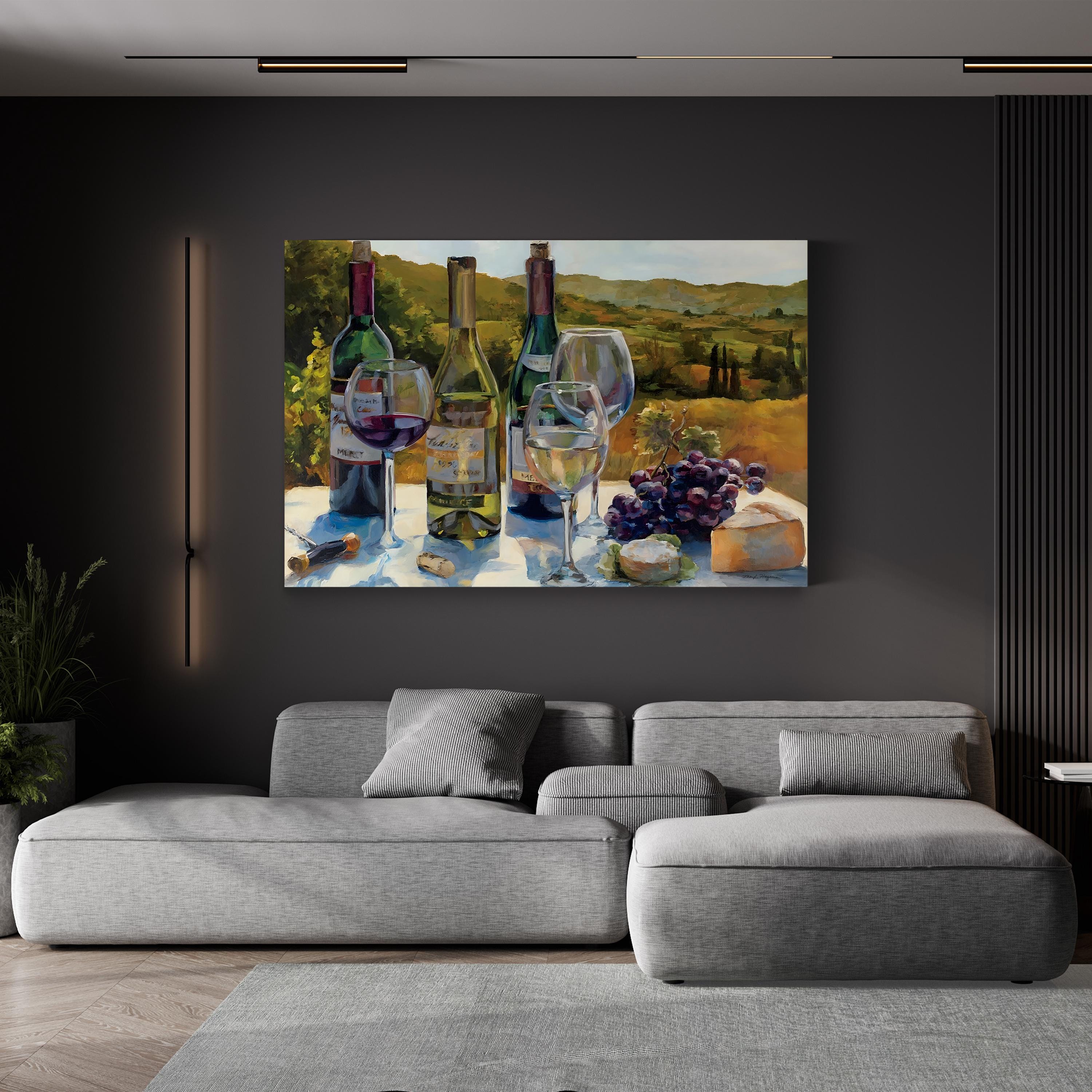 Wine Tasting in the Vineyard – Period Illustration Wall Art | Tuscan Kitchen Canvas Print