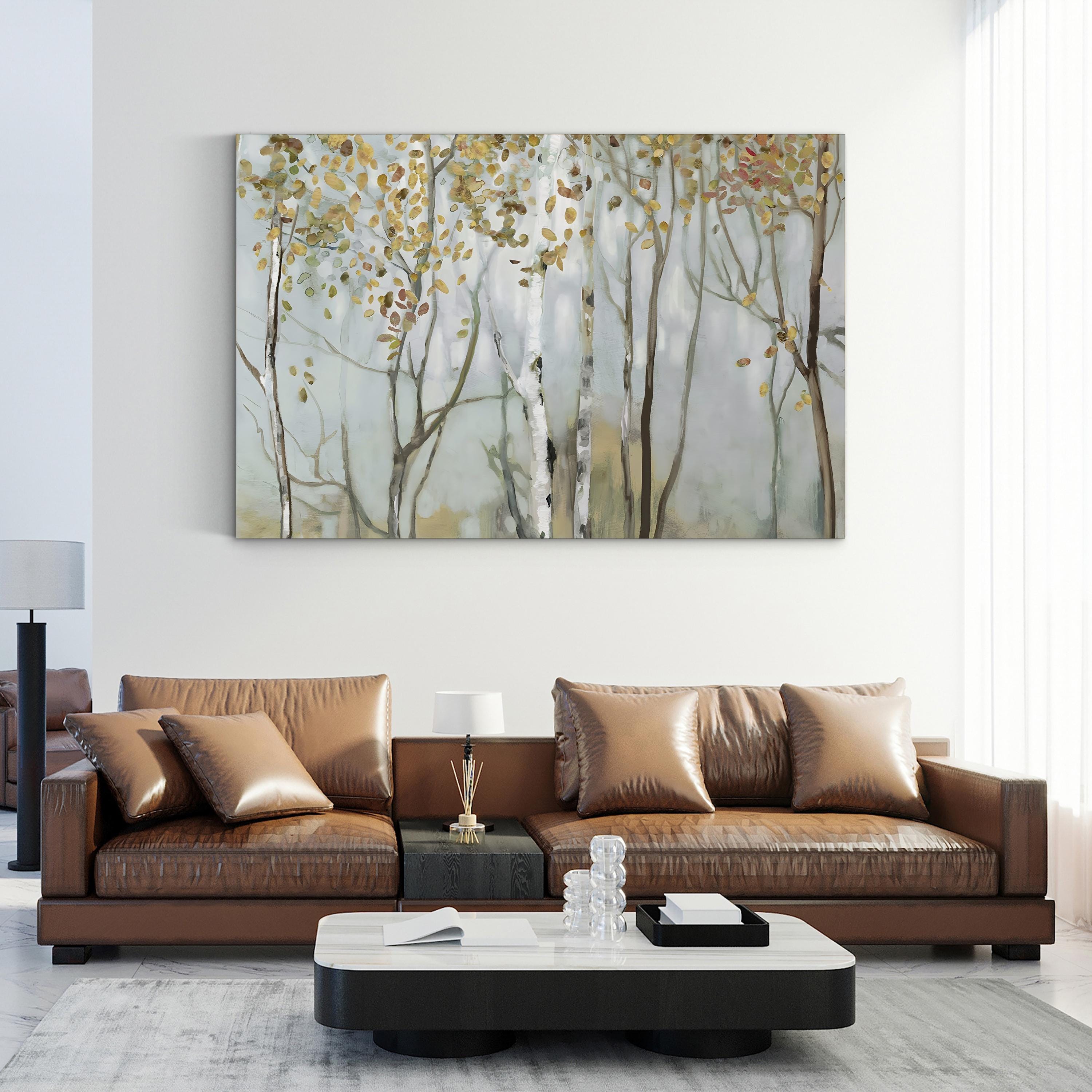 Birch in the Fog II – Allison Pearce Wall Art | Contemporary Misty Forest Canvas Print