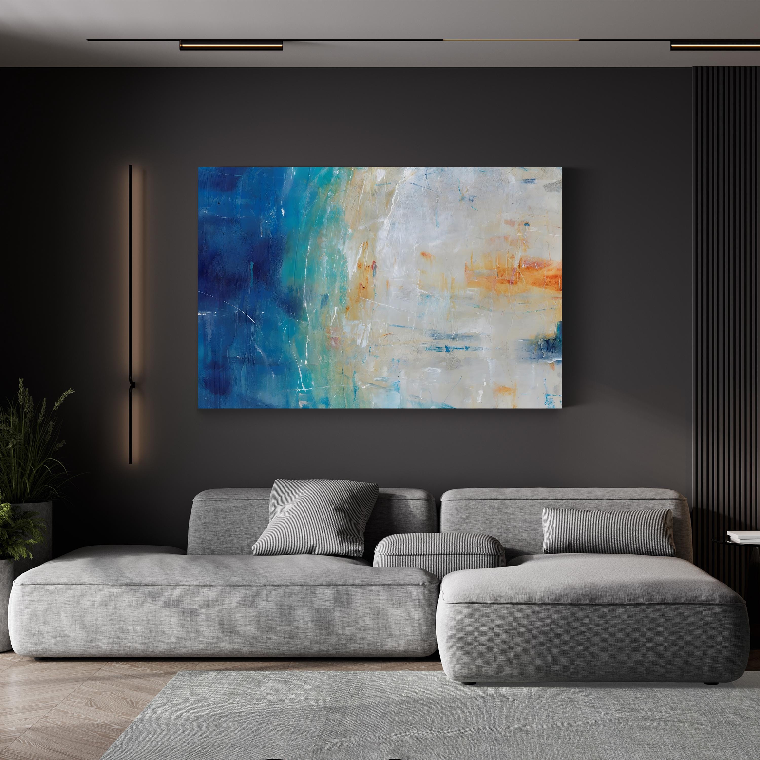 Blue Grotto II Wall Art by Tim O’Toole | Contemporary Abstract Coastal Landscape Canvas Print