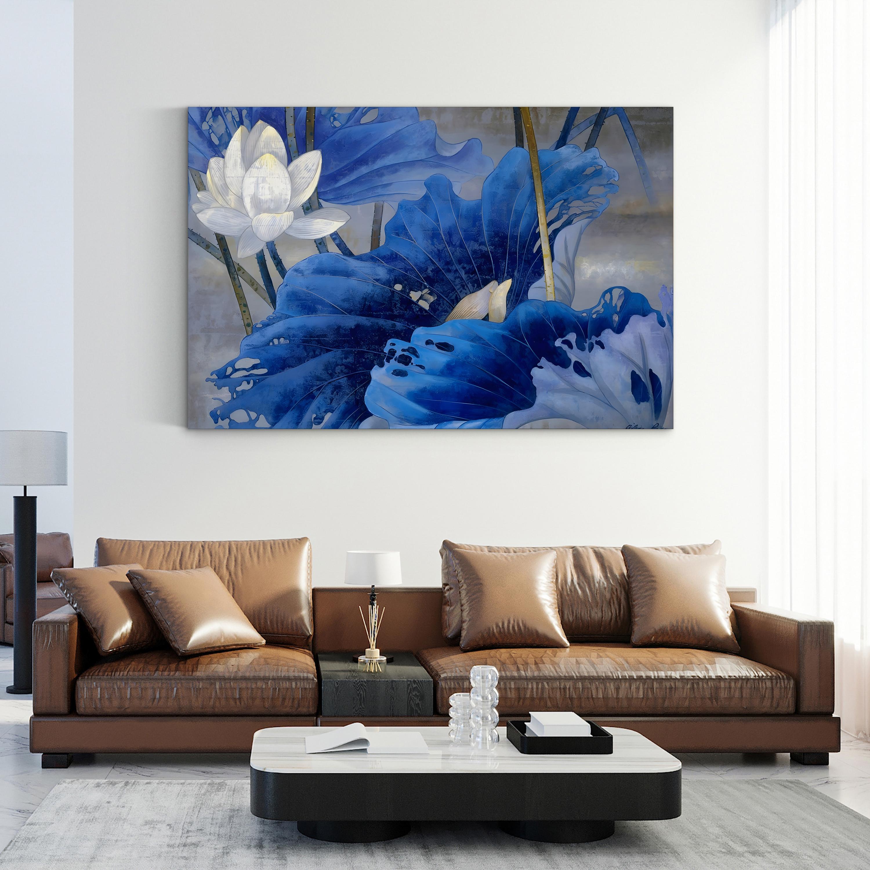 Blue Rhyme Wall Art by Ailian Price | Contemporary Abstract Blue Floral Canvas Print