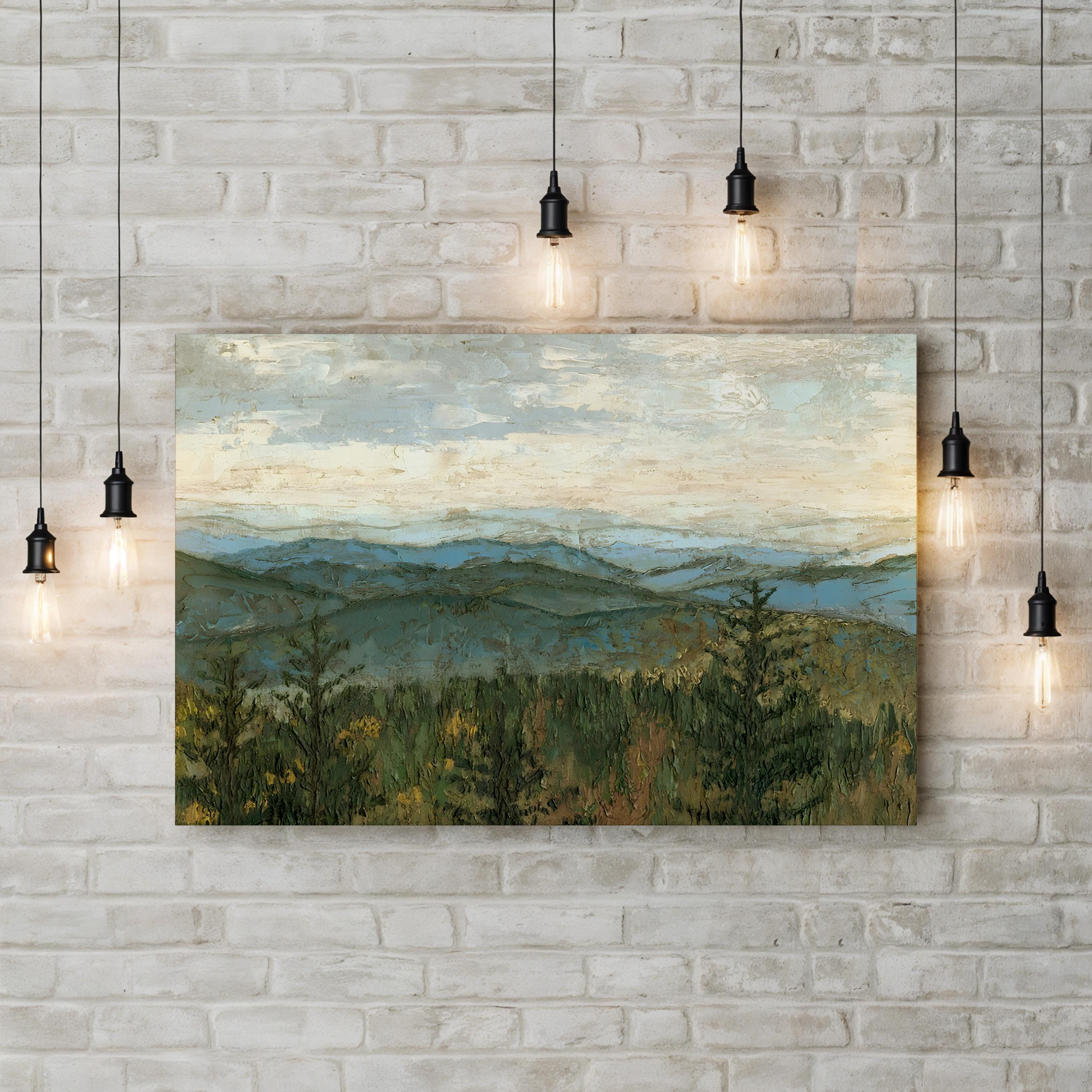 Blue Ridge Mountain Landscape – Period Illustration Wall Art | Hand-Painted Canvas Print