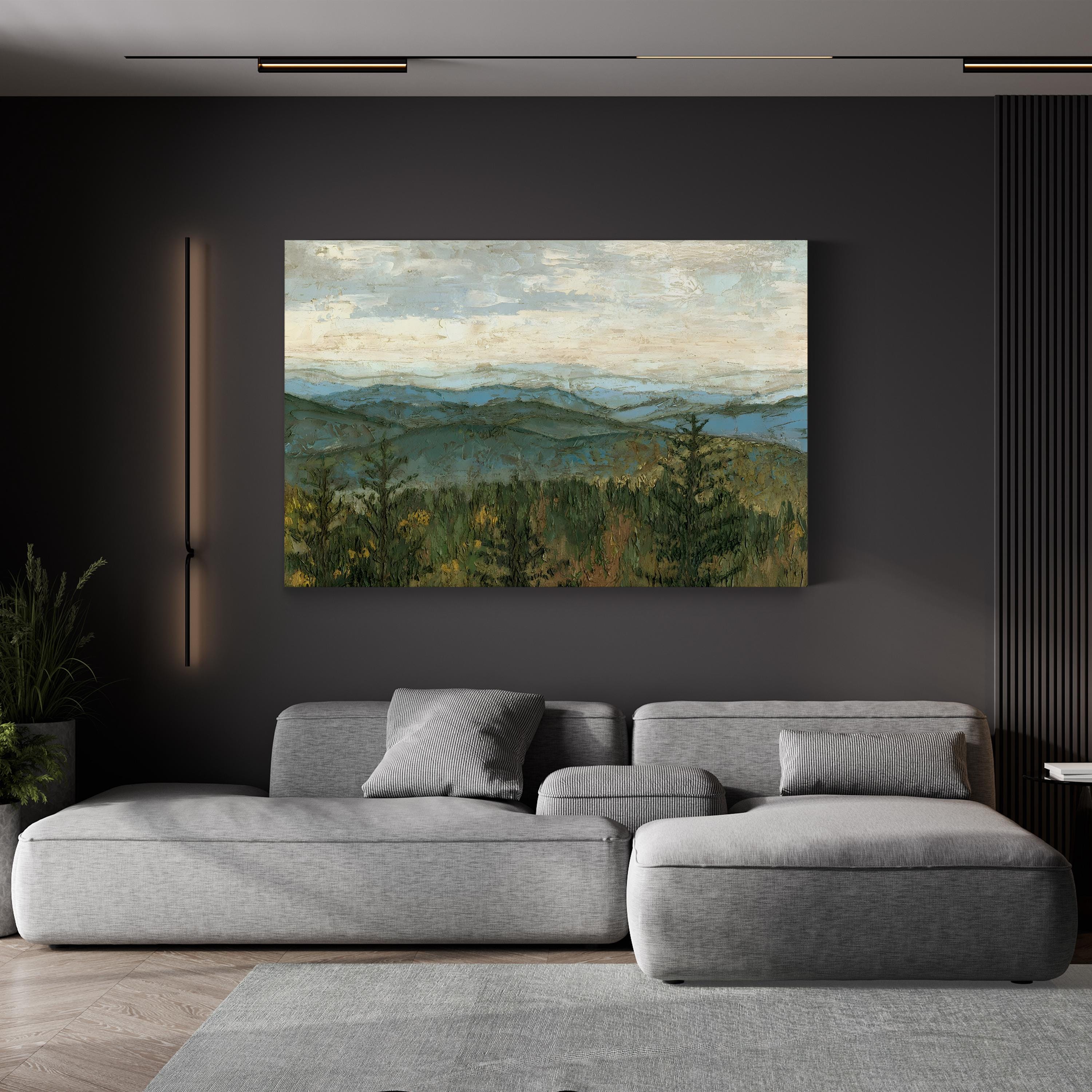 Blue Ridge Mountain Landscape – Period Illustration Wall Art | Hand-Painted Canvas Print