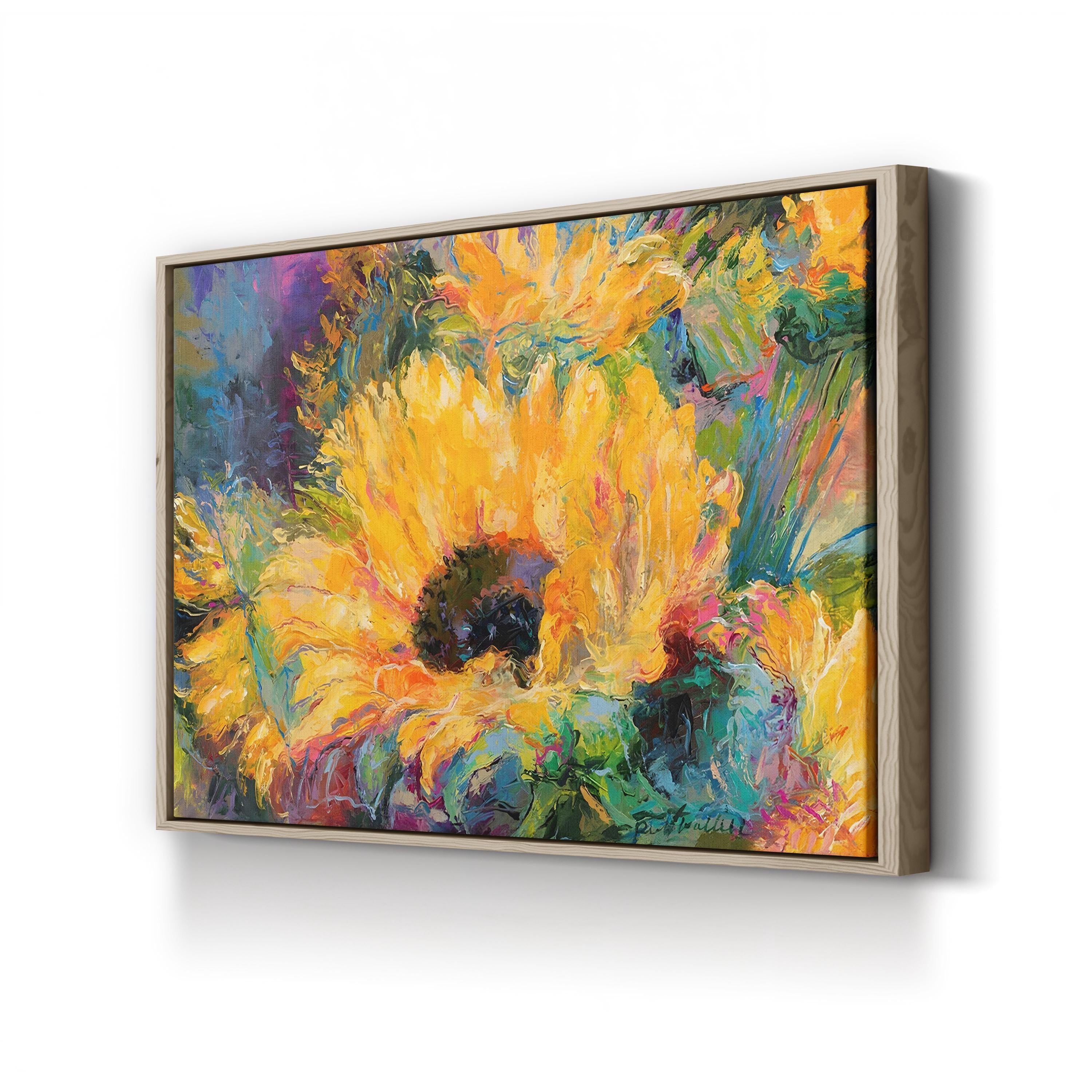 Blue Sunflowers Wall Art by Richard Wallich | Contemporary Abstract Floral Canvas Print