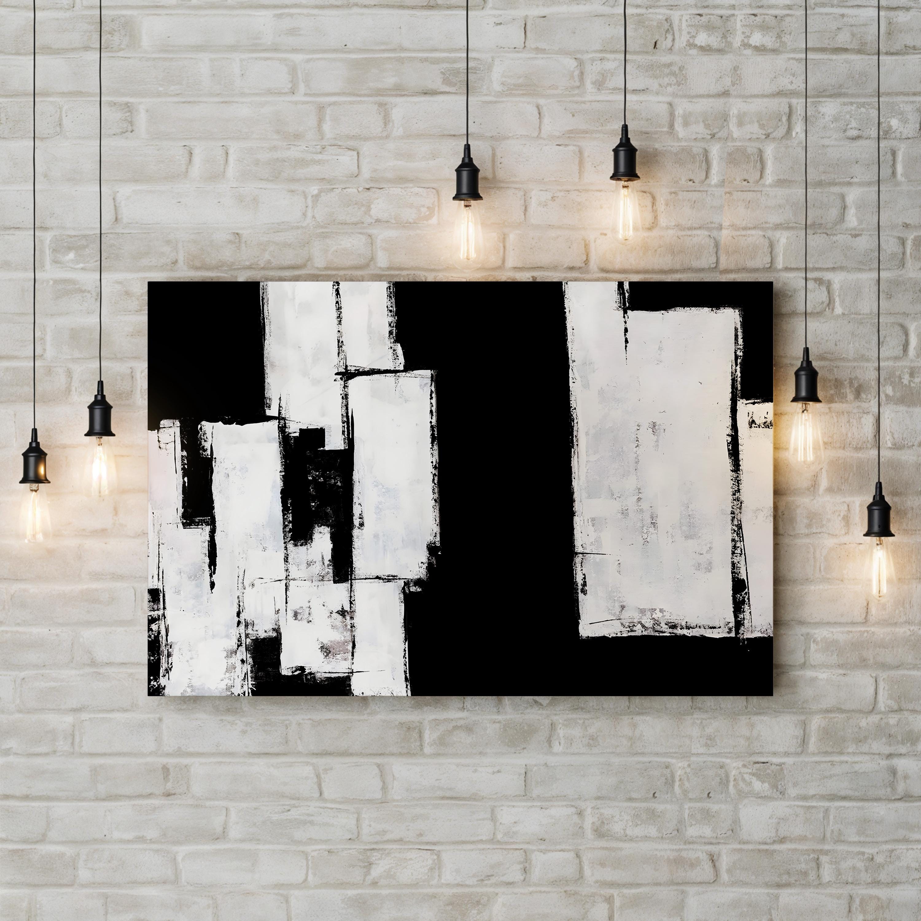 Break Down by Brent Abe canvas print, Standard bare canvas displayed on a brick wall