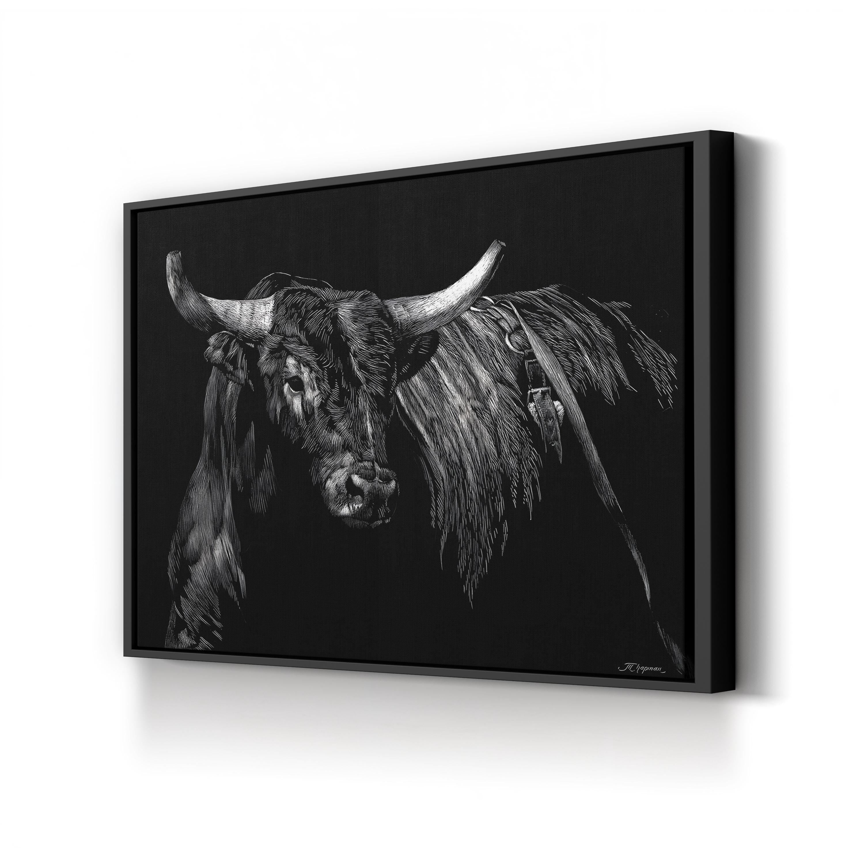 Brindle Rodeo Bull Wall Art by Julie Chapman