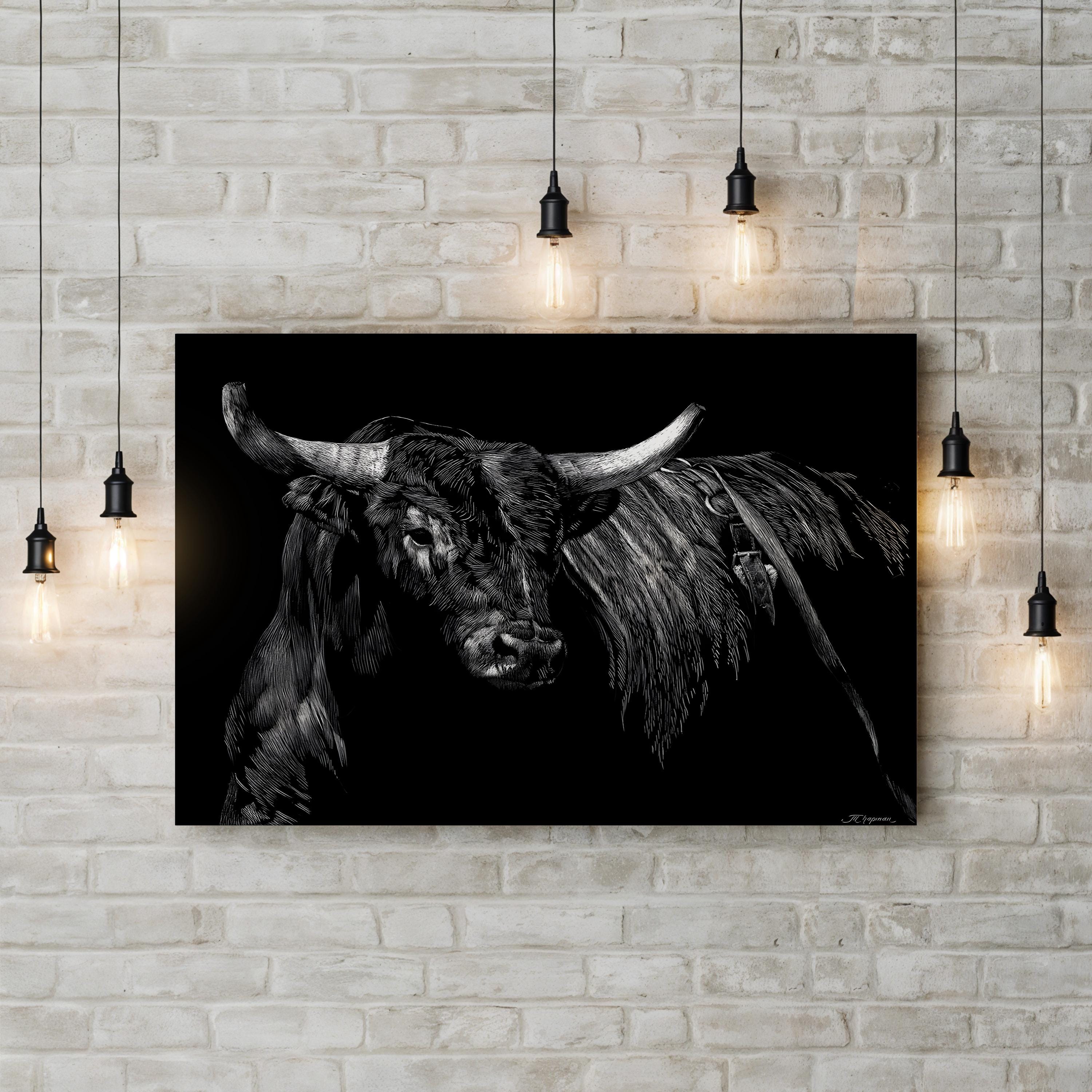 Brindle Rodeo Bull Wall Art by Julie Chapman