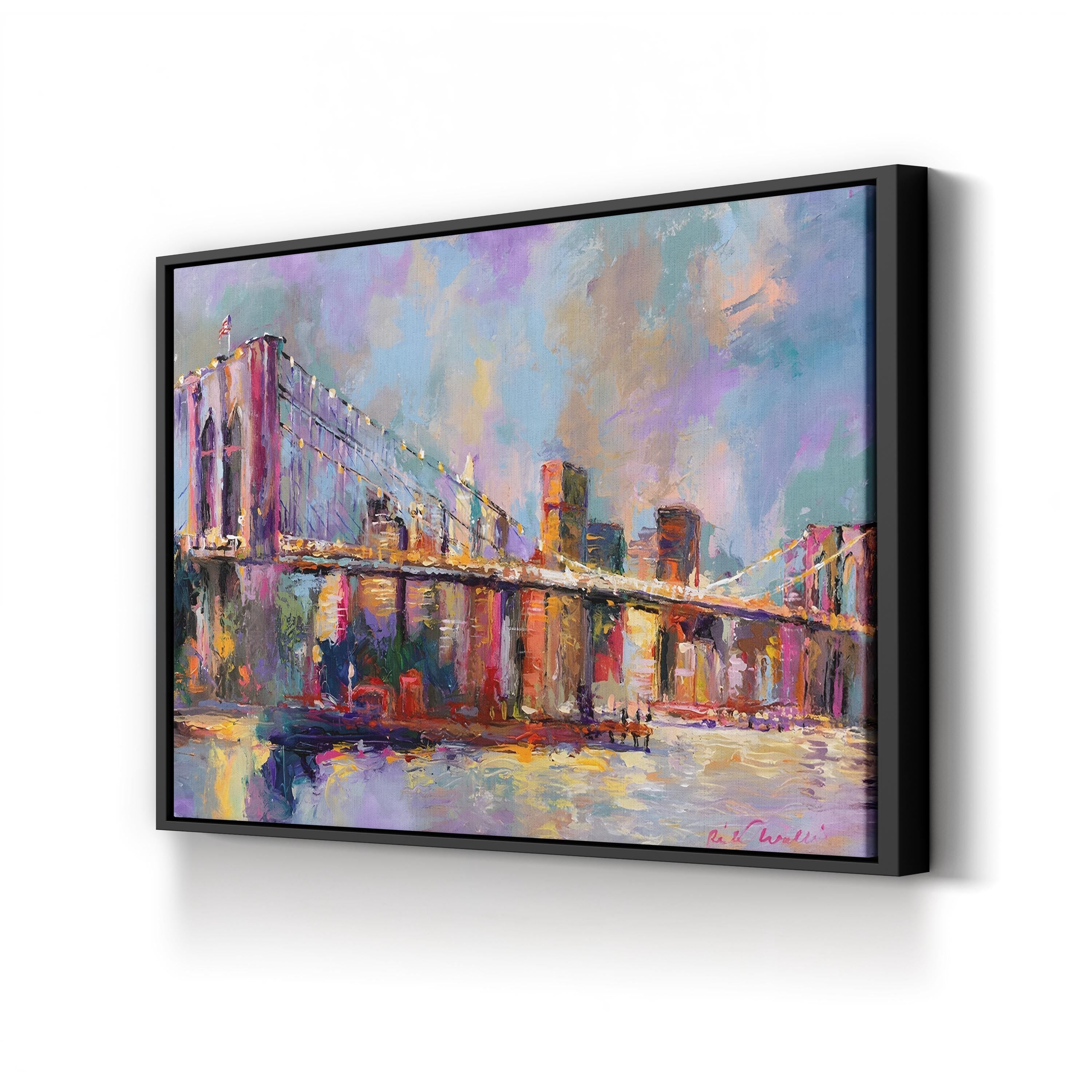 Brooklyn Bridge Wall Art by Richard Wallich – Contemporary Abstract New York Cityscape Canvas