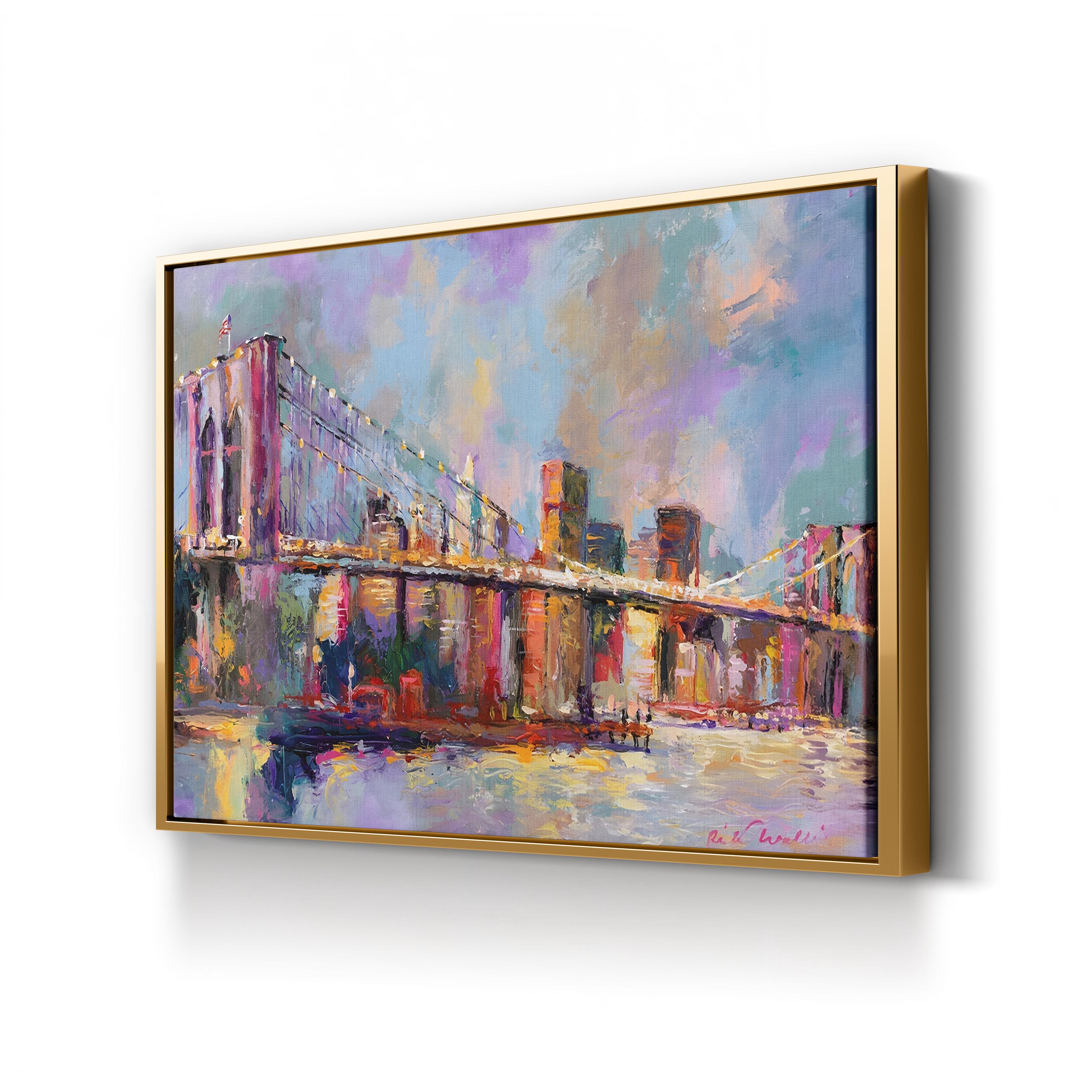 Brooklyn Bridge Wall Art by Richard Wallich – Contemporary Abstract New York Cityscape Canvas