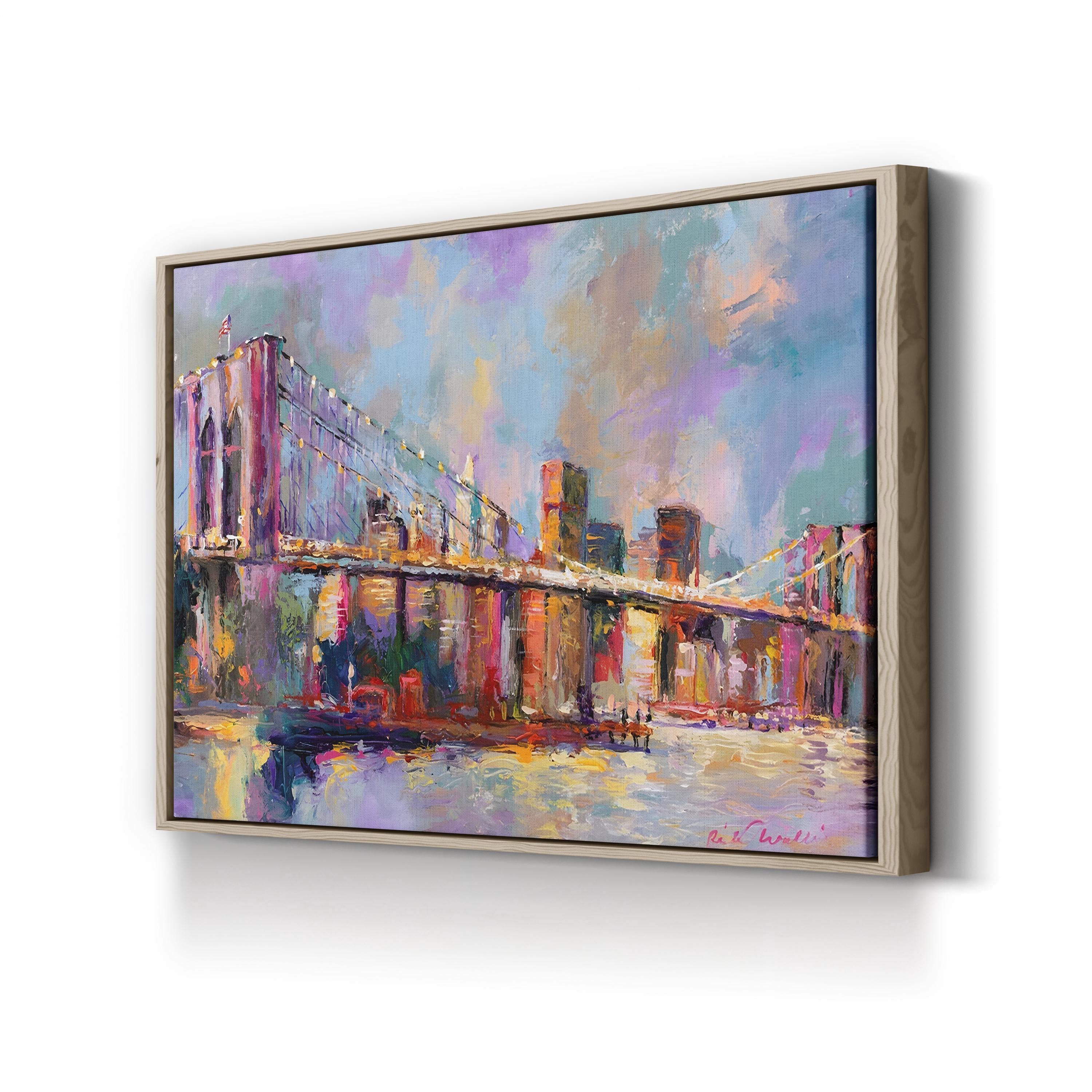Brooklyn Bridge Wall Art by Richard Wallich – Contemporary Abstract New York Cityscape Canvas