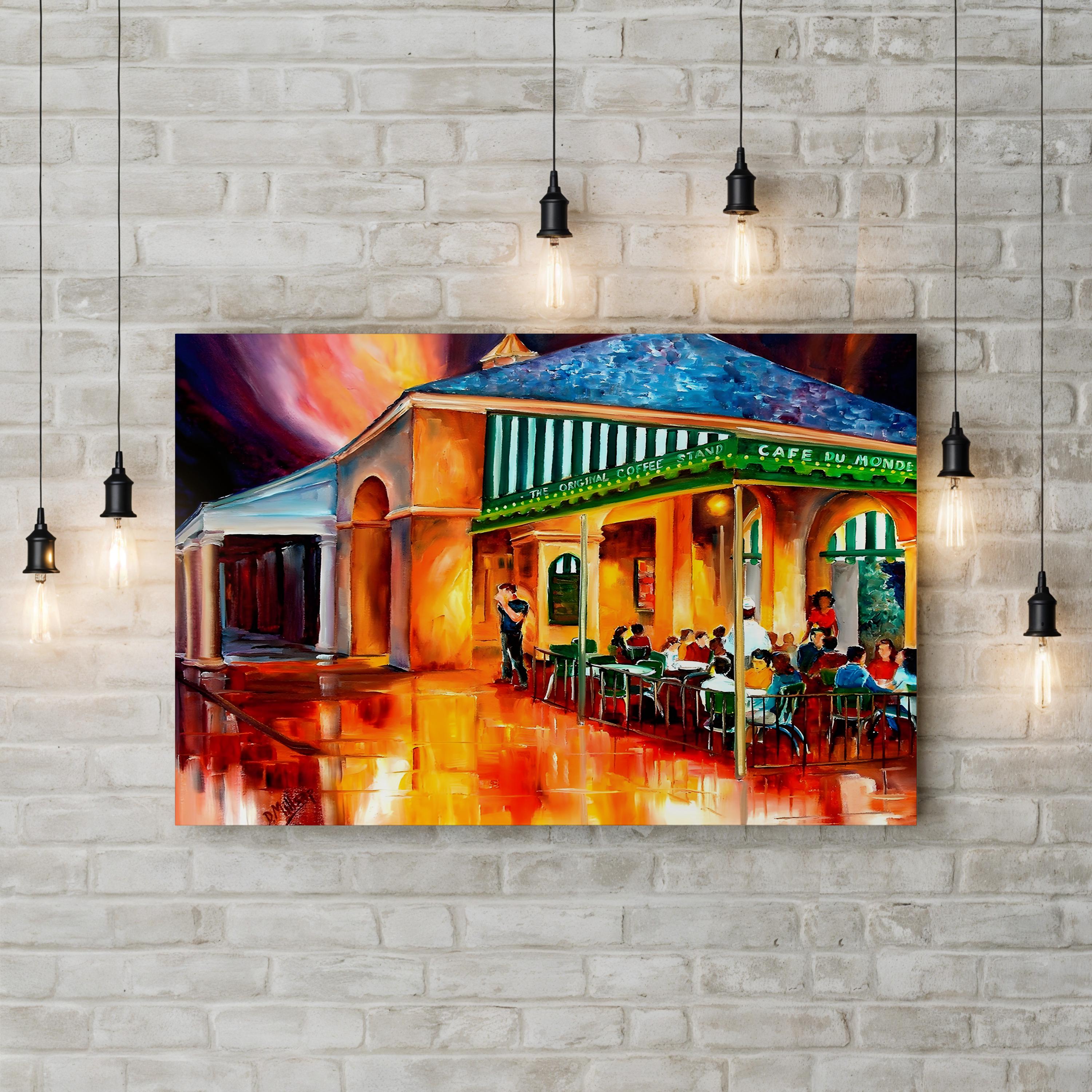 Cafe du Monde Wall Art by Diane Millsap – Contemporary New Orleans Café Scene Canvas
