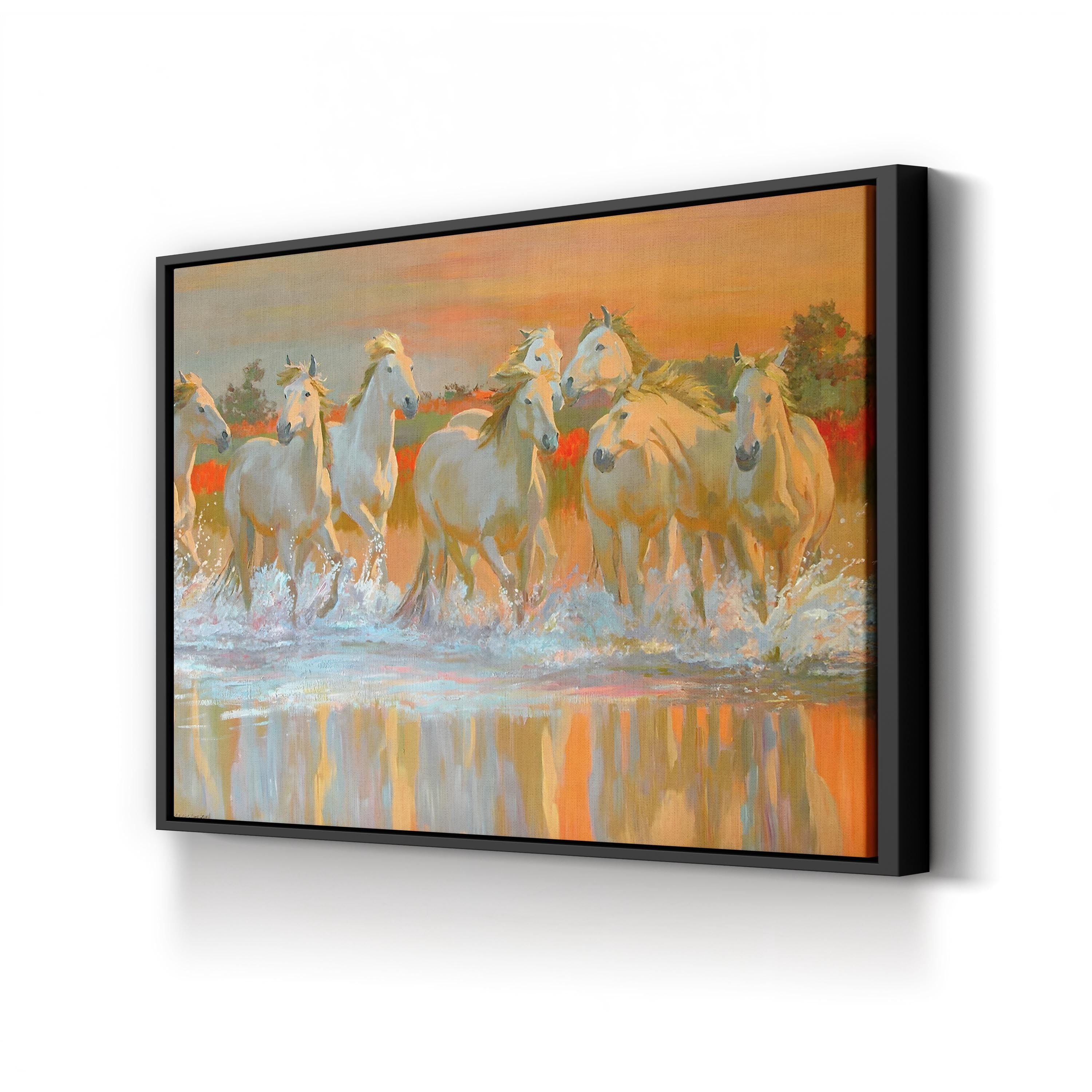 Galloping Horse Herd in Motion – Period Illustration Wall Art | Rustic Western Canvas Print