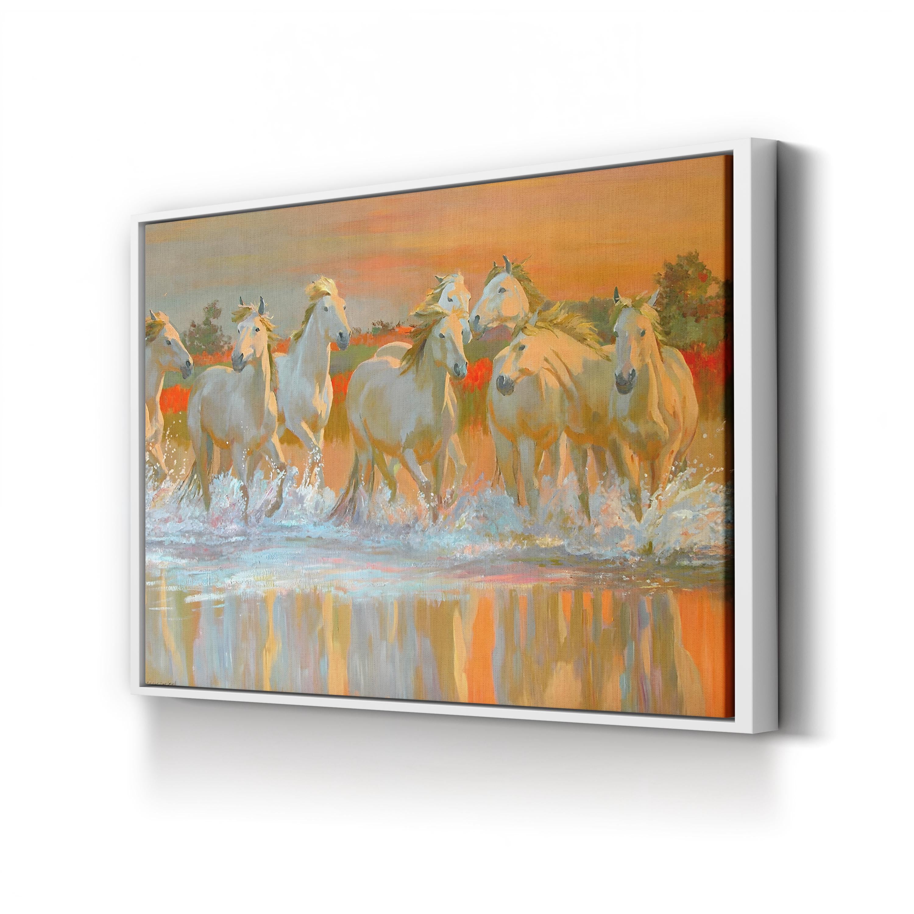 Galloping Horse Herd in Motion – Period Illustration Wall Art | Rustic Western Canvas Print
