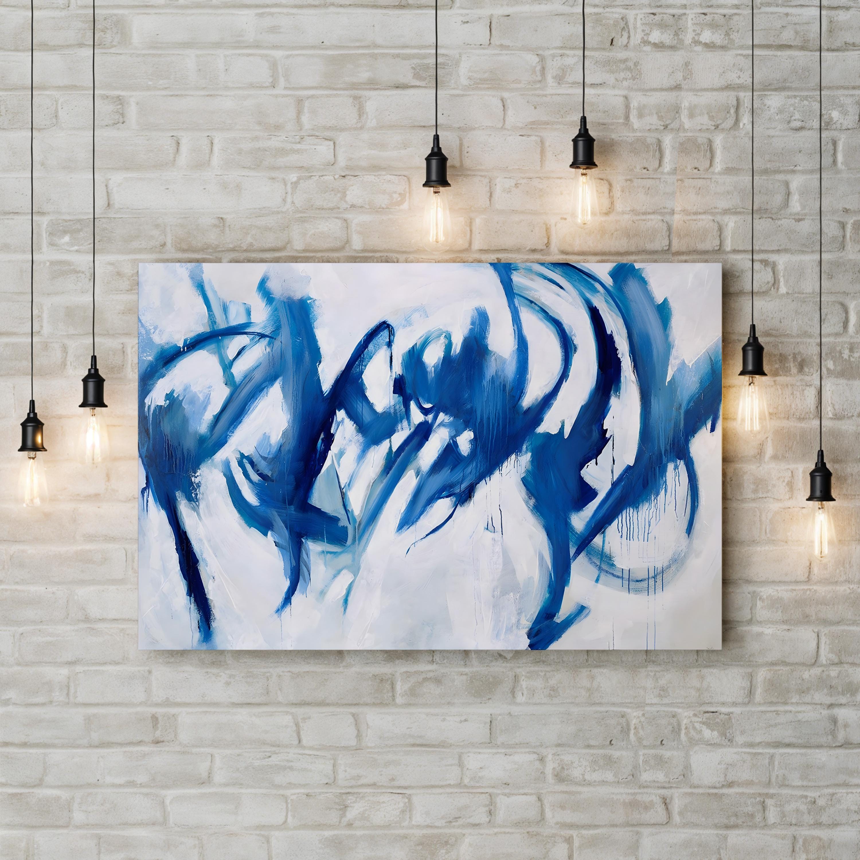 Caracole Wall Art by Joshua Schicker | Abstract Blue and White Contemporary Canvas
