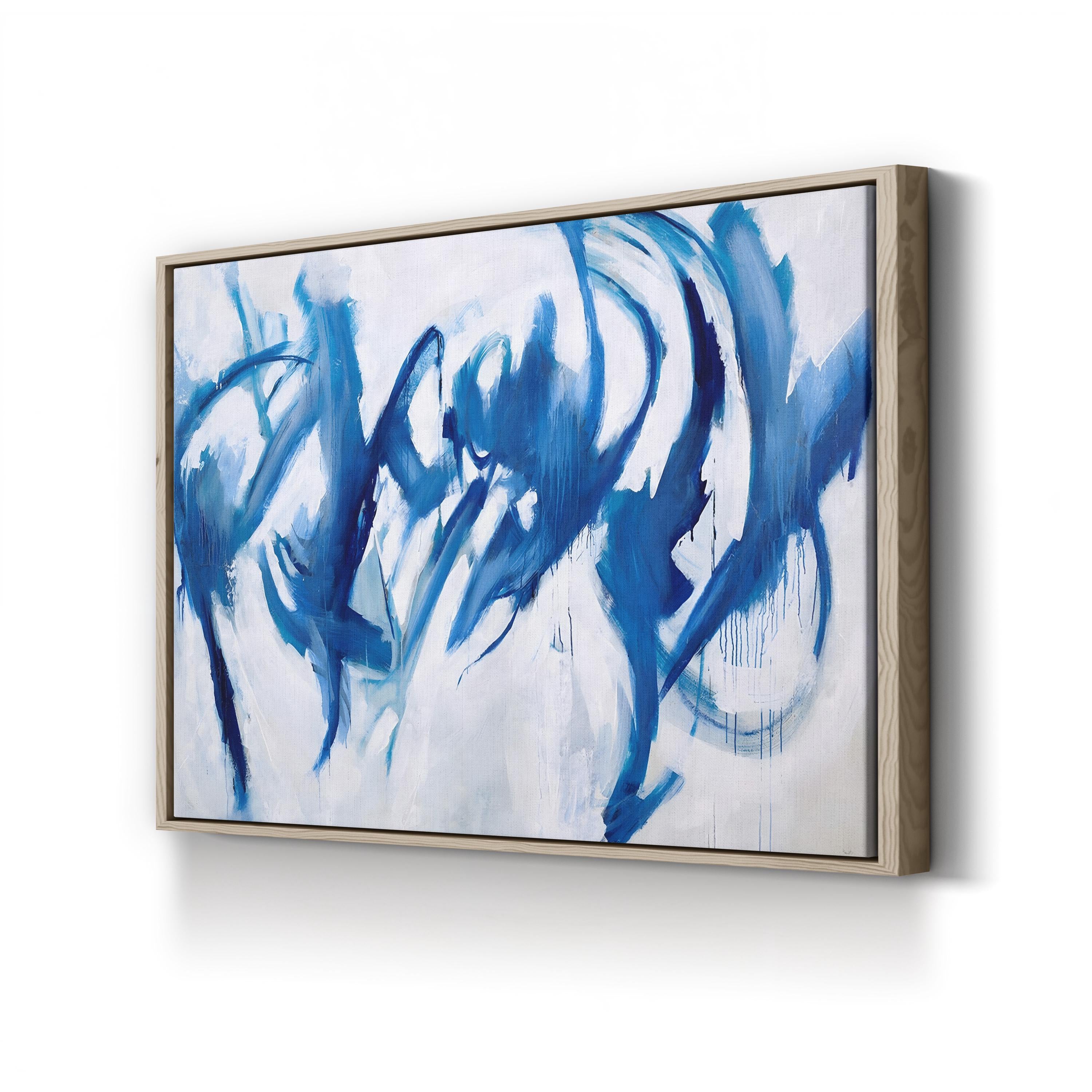 Caracole Wall Art by Joshua Schicker | Abstract Blue and White Contemporary Canvas