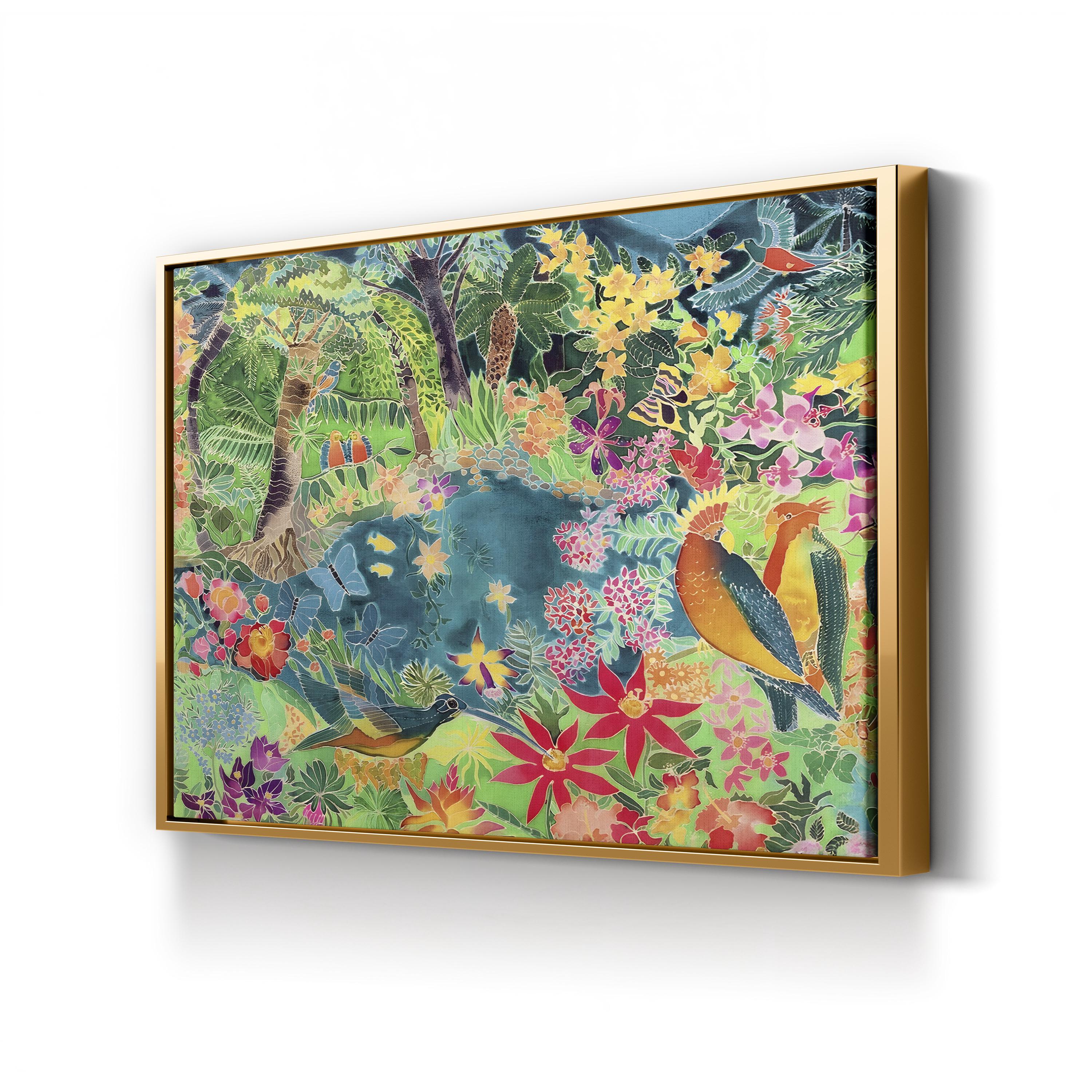 Tropical Jungle Birds & Flowers Canvas Art: Vibrant Wildlife Wall Decor