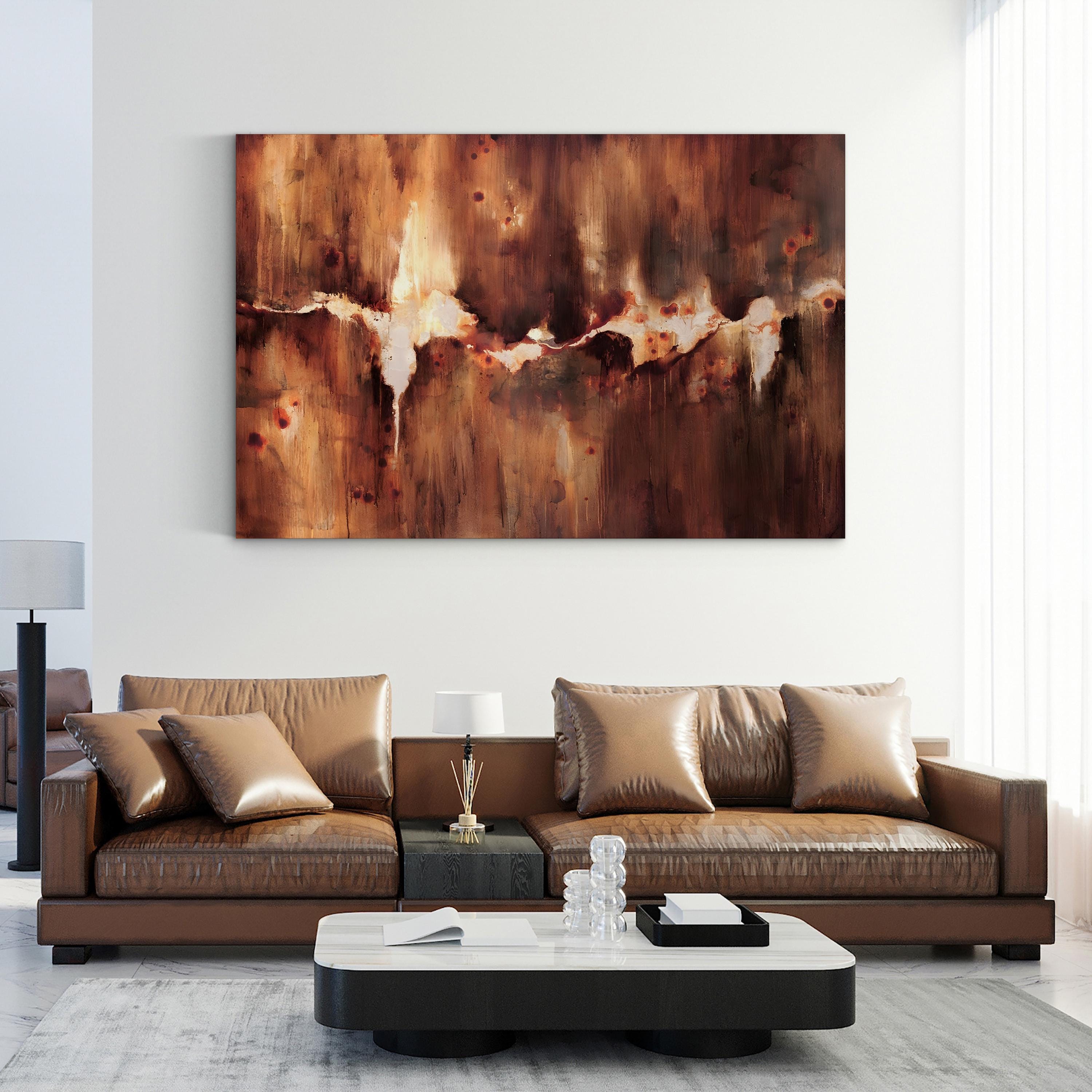Rustic Patina Composition Cast Iron Wall Sconce Abstract Print