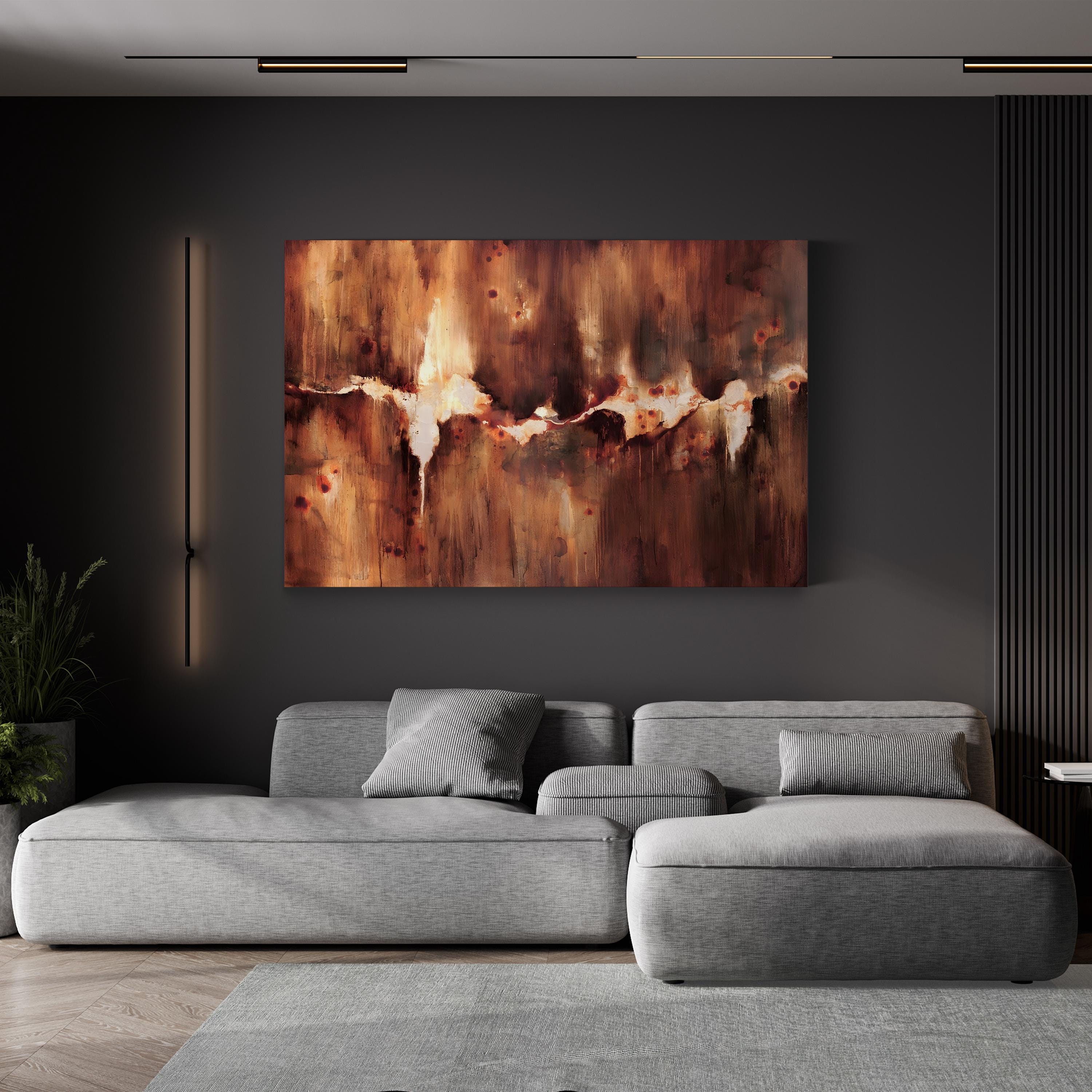Rustic Patina Composition Cast Iron Wall Sconce Abstract Print