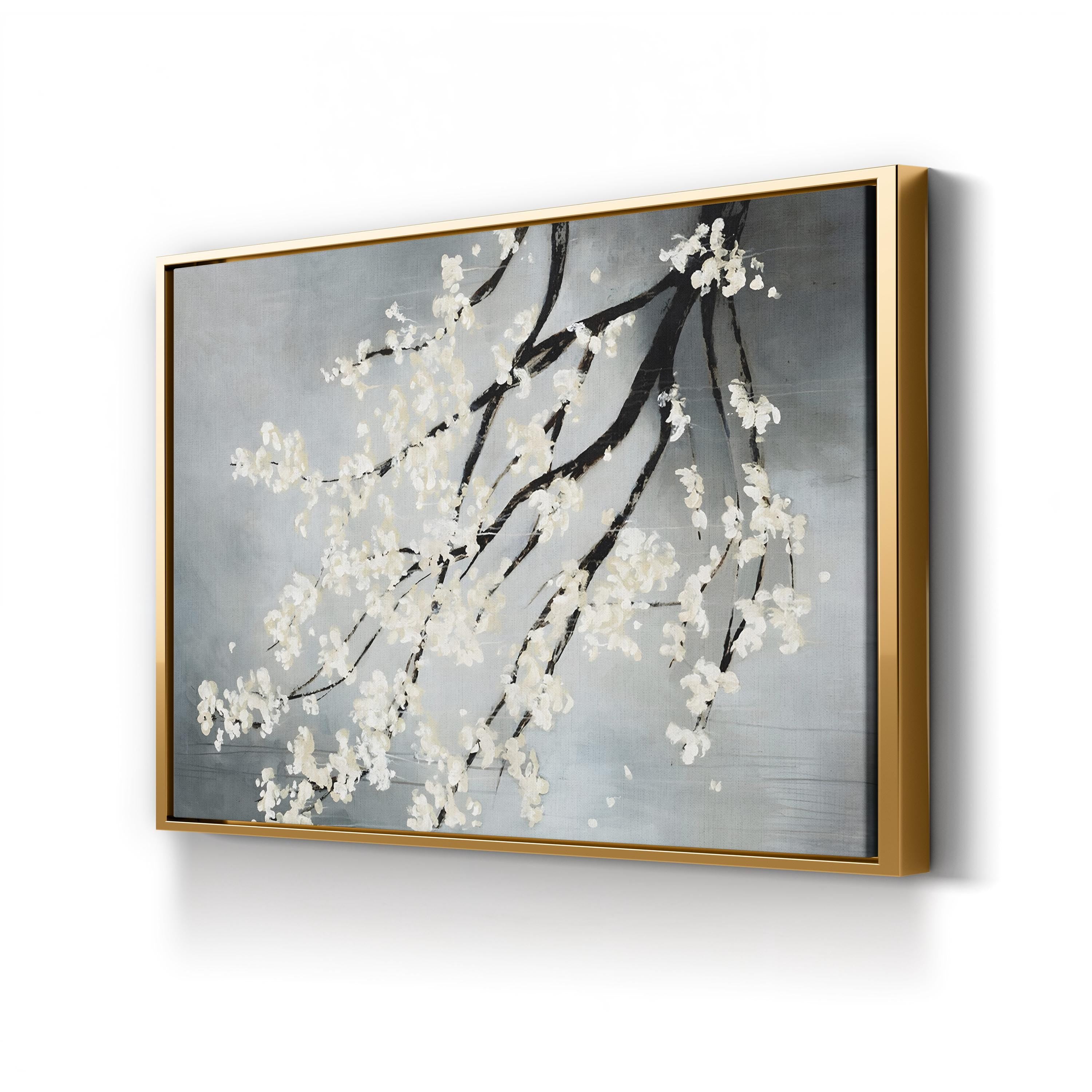 Cherry Blossom Canvas Art: Black and White Minimalist By Kari Taylor