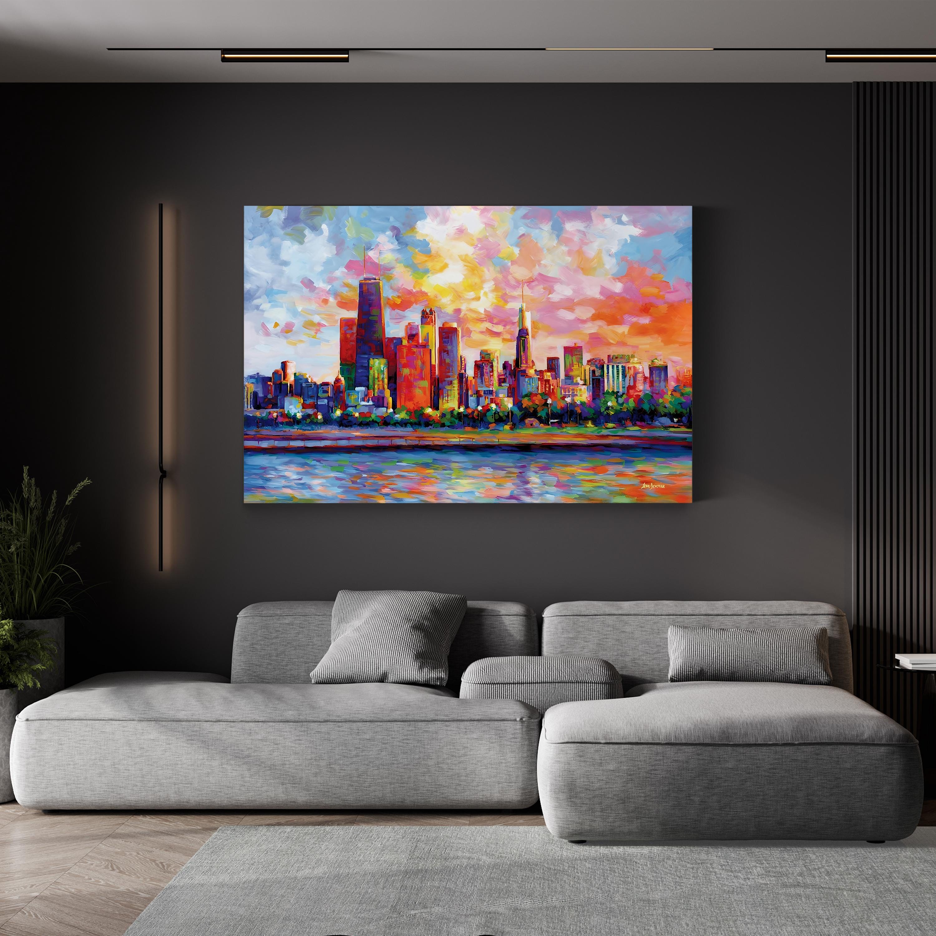 Chicago Downtown Skyline Wall Art by Leon Devenice