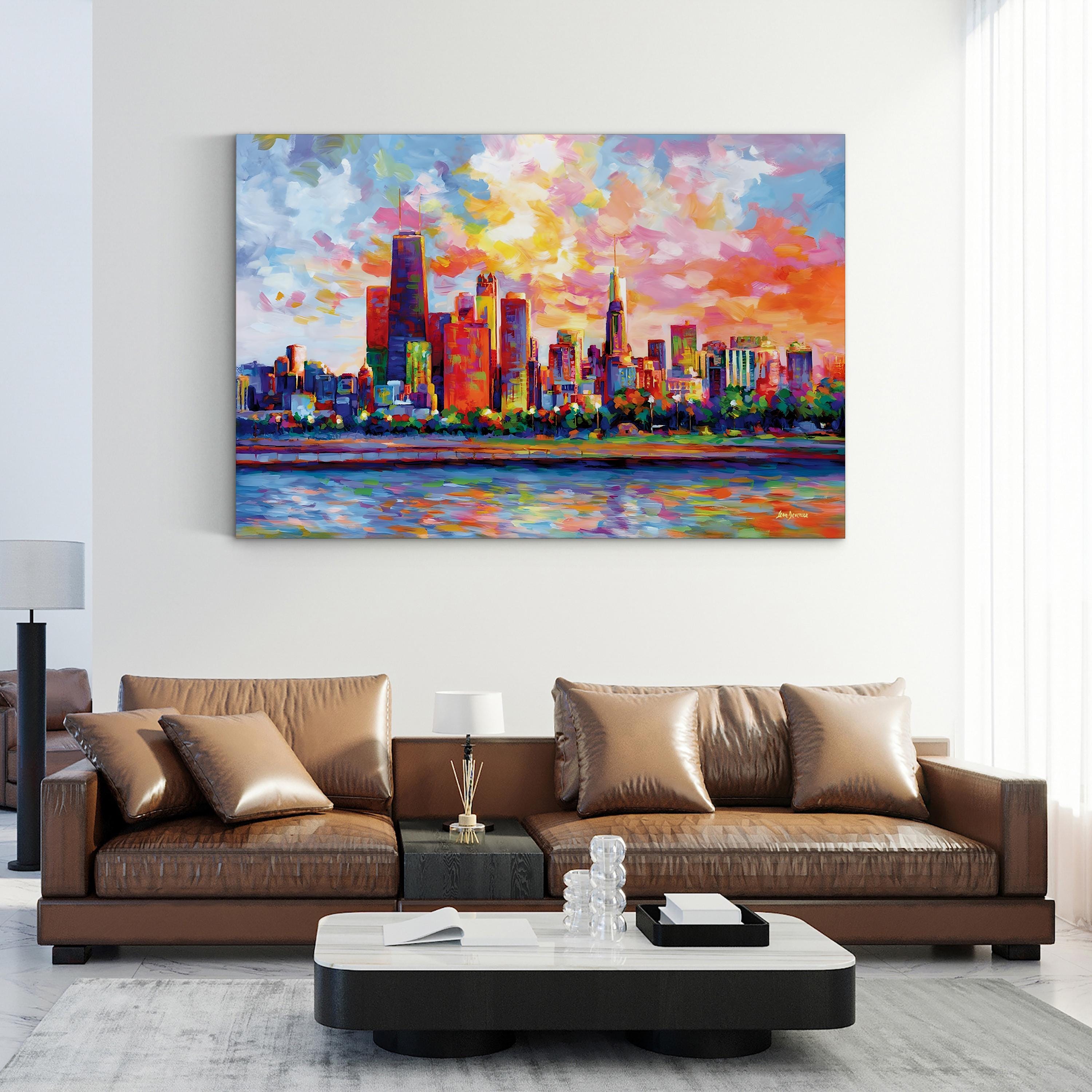 Chicago Downtown Skyline Wall Art by Leon Devenice