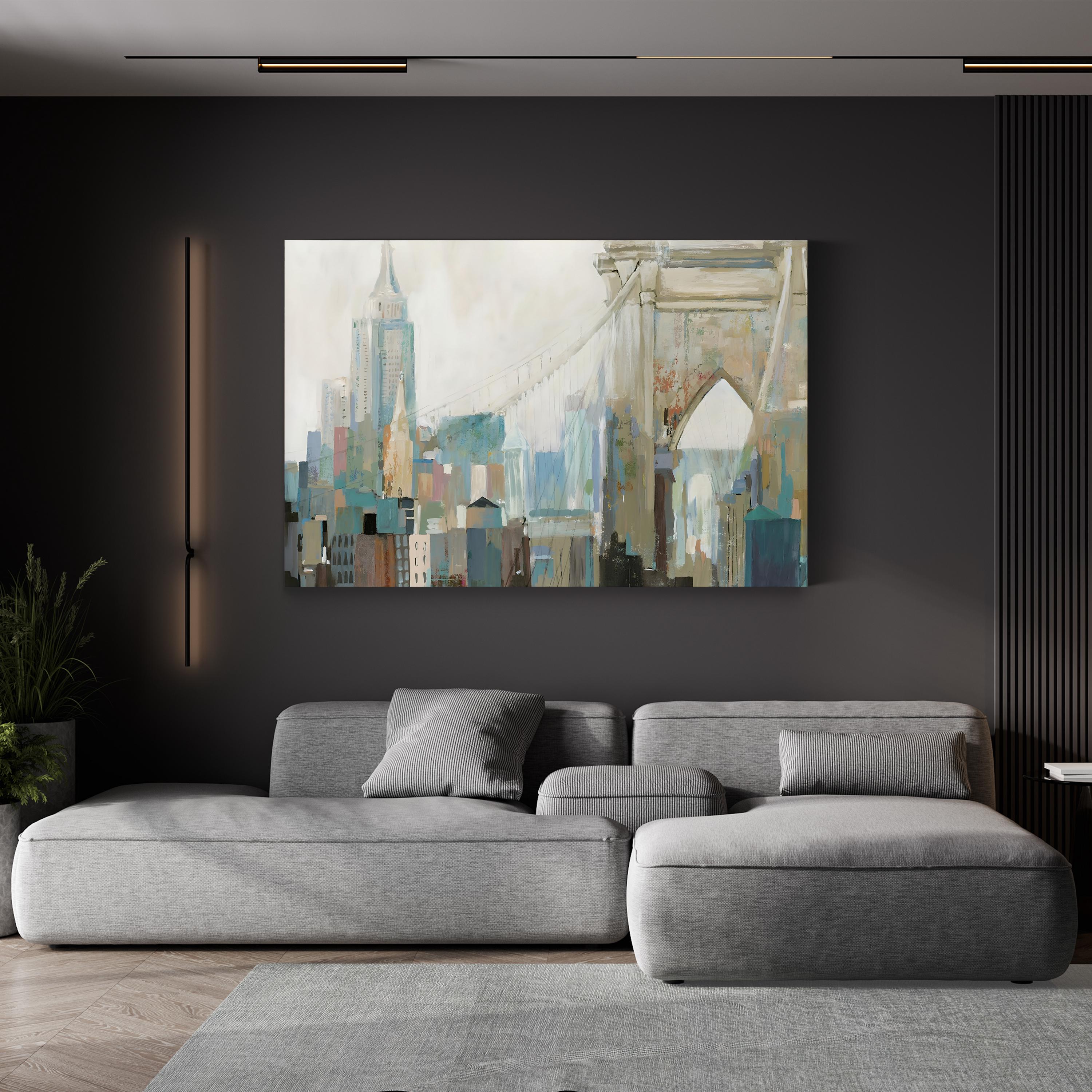 Brooklyn Bridge Abstract Canvas Art: New York City Skyline Wall Decor