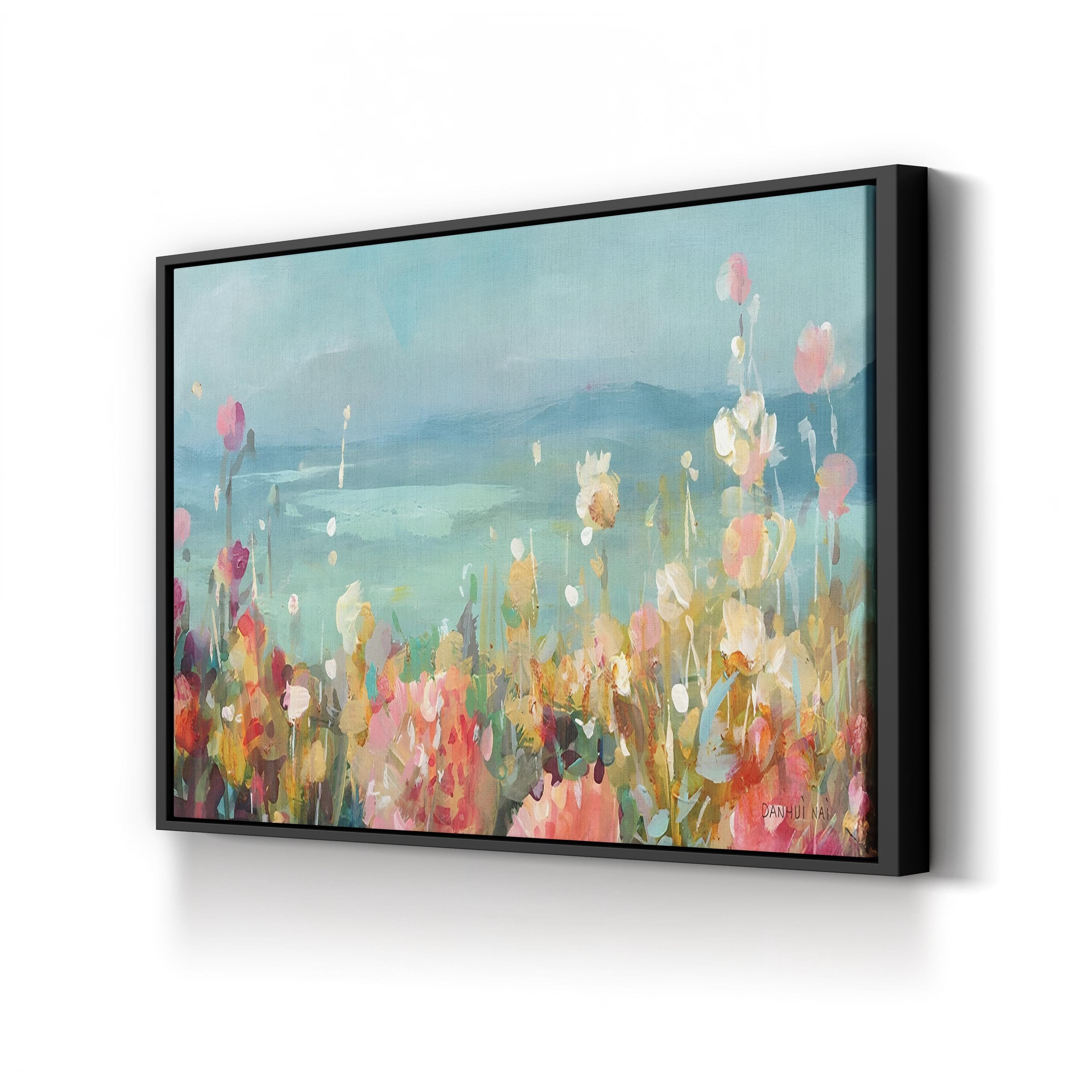 Coastal Dahlias Crop | Contemporary Floral Botanical Wall Art by Danhui Nai