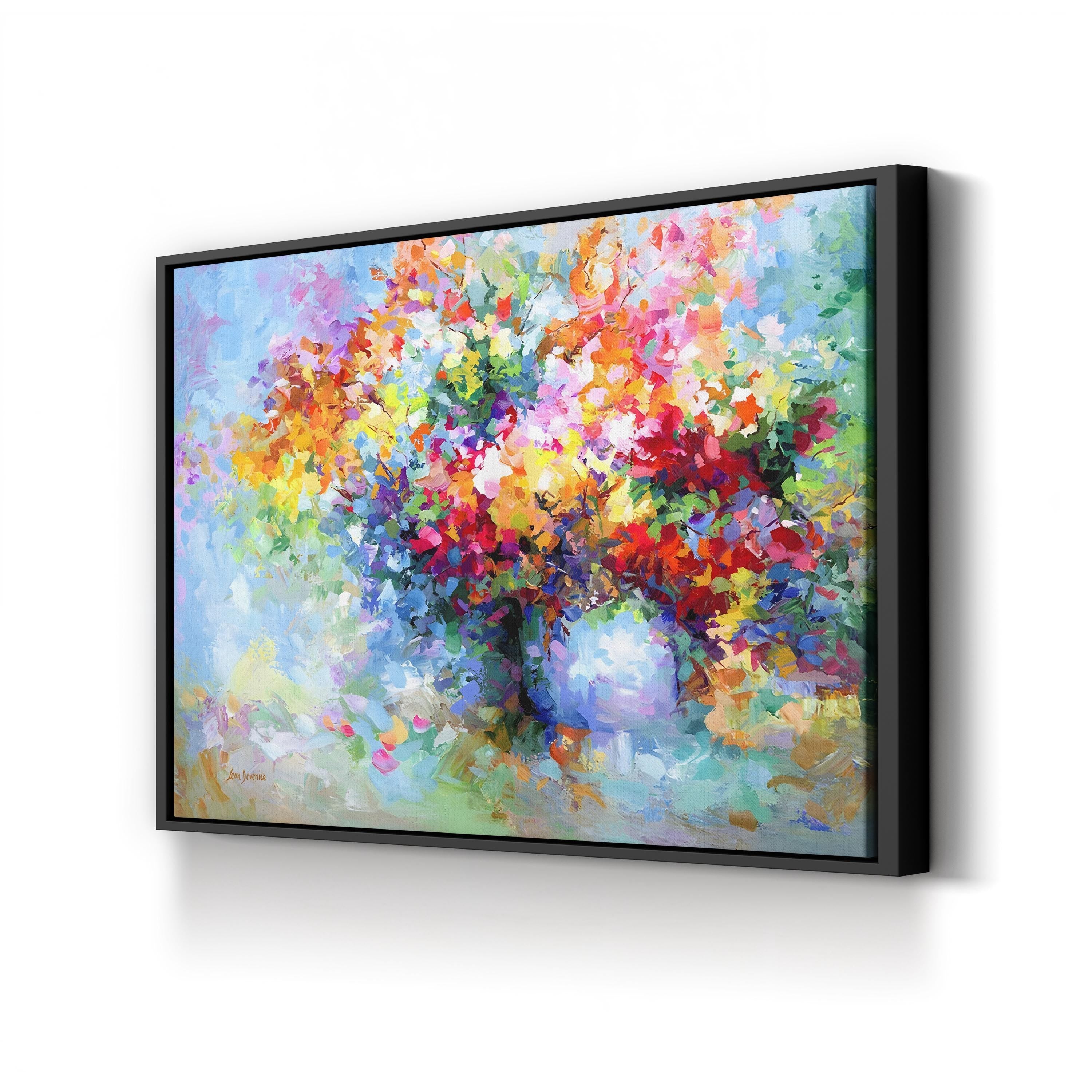 Vibrant and Colorful Floral Canvas Art by by Leon Devenice