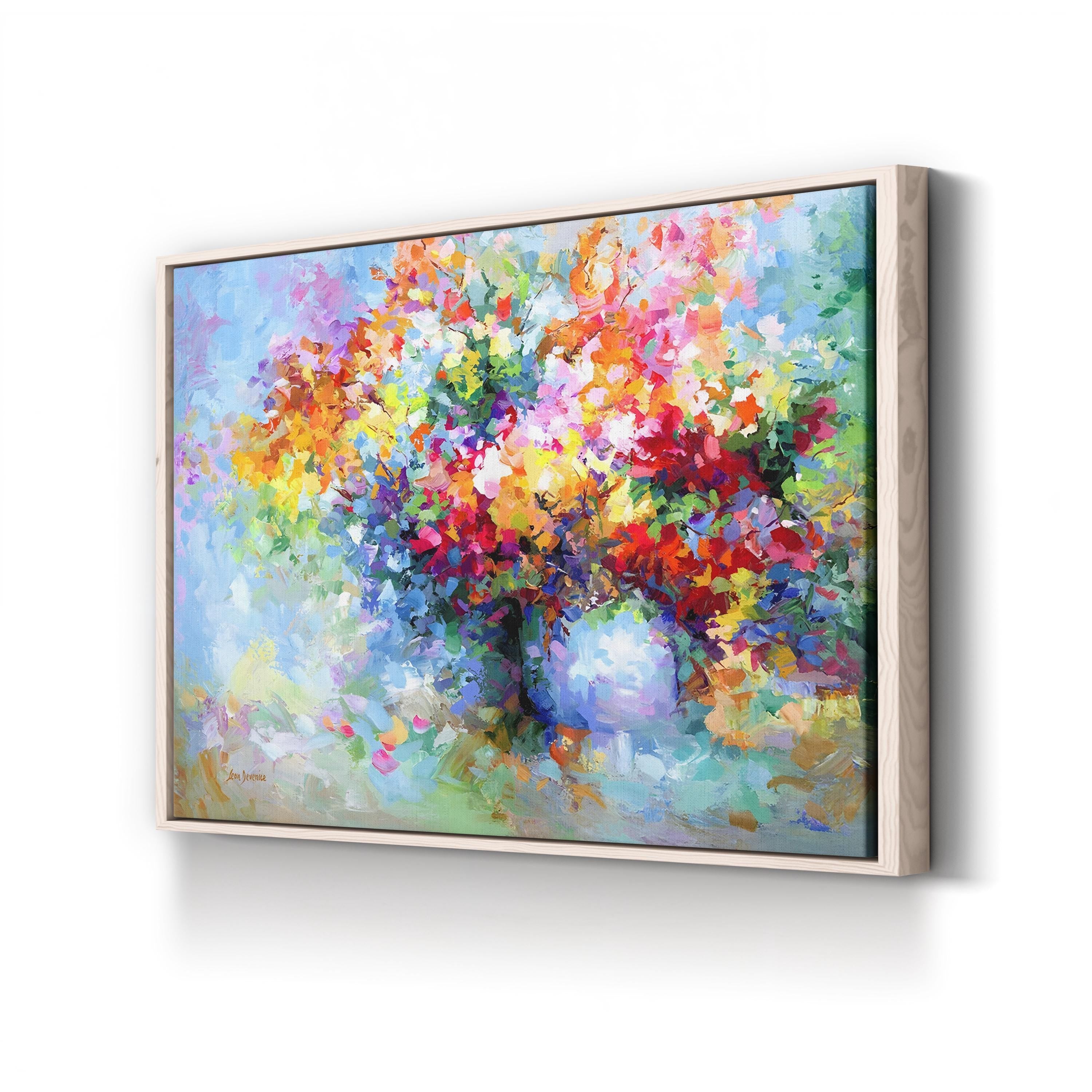 Vibrant and Colorful Floral Canvas Art by by Leon Devenice