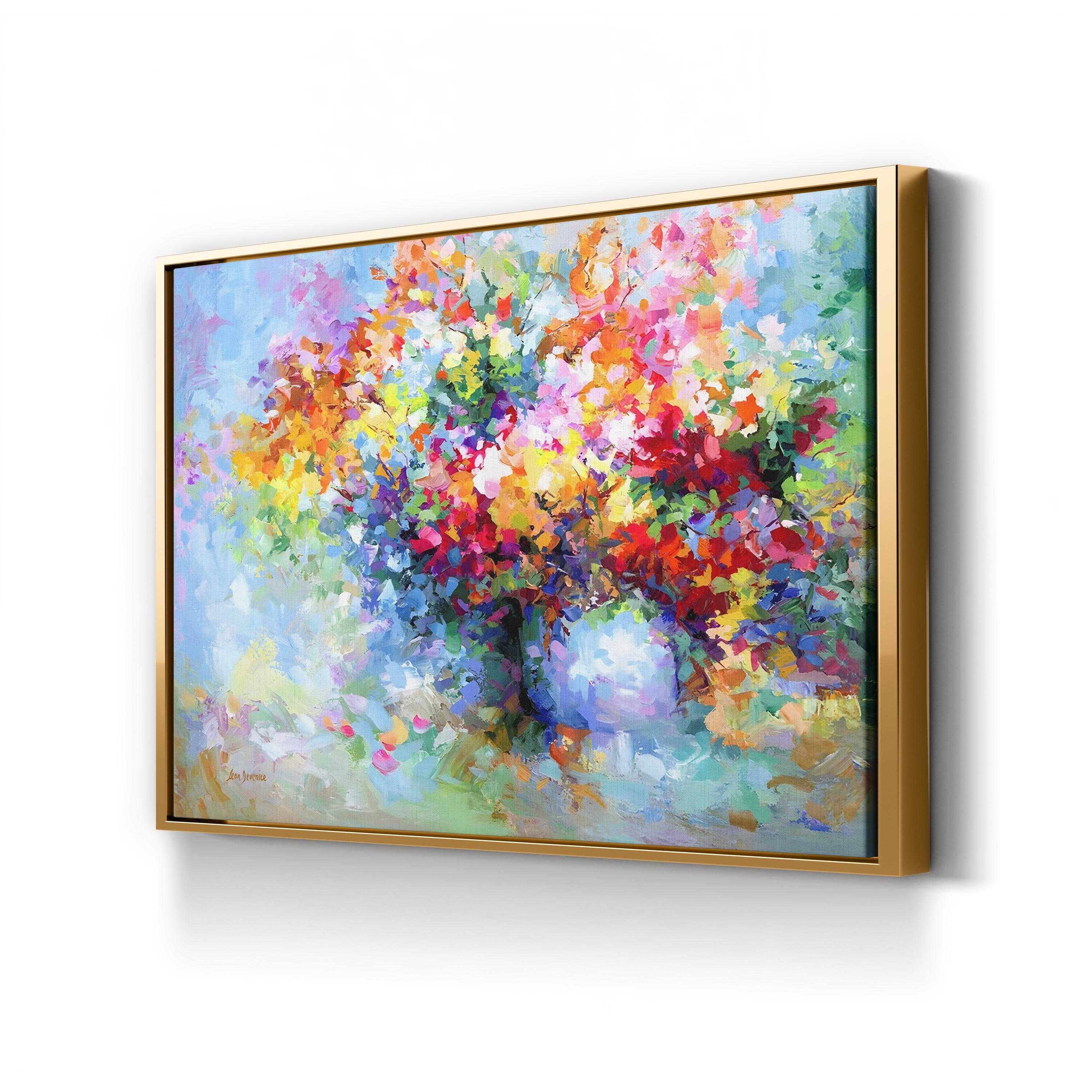 Vibrant and Colorful Floral Canvas Art by by Leon Devenice