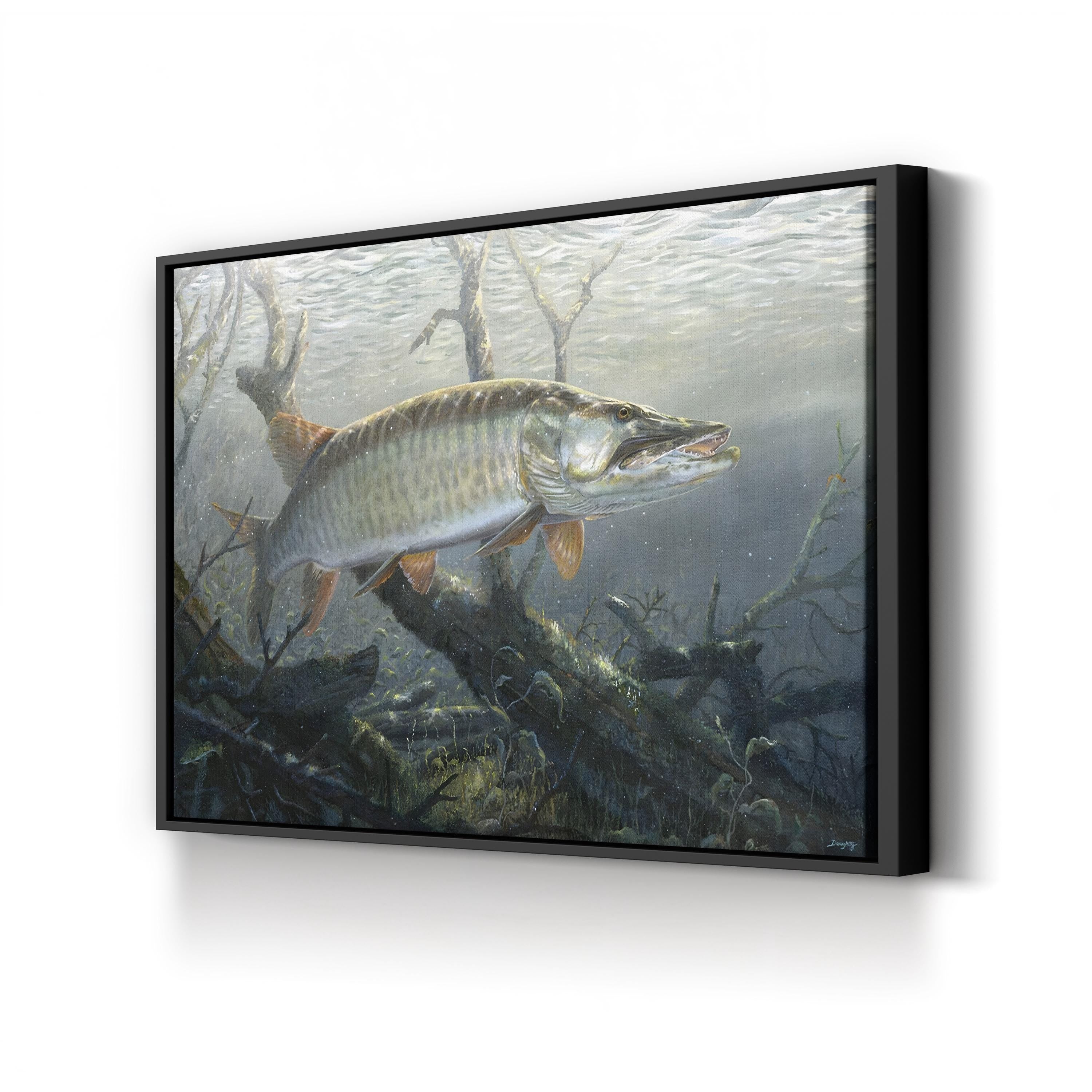 Cruising the Shallows Muskie – Terry Doughty Wall Art | Underwater Wildlife Canvas Print
