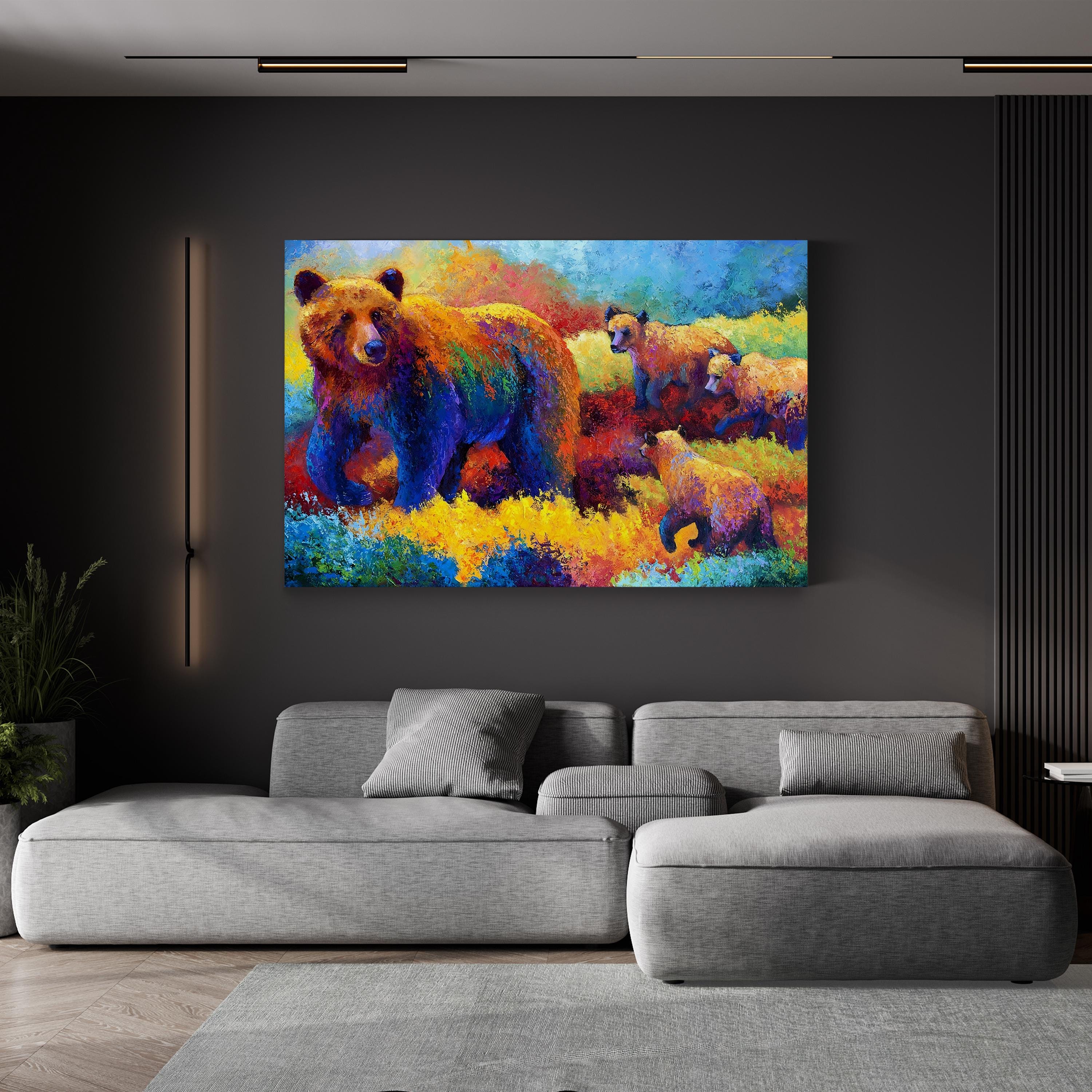 Denali Family Wall Art – Abstract Bear Family Wilderness Canvas by Marion Rose