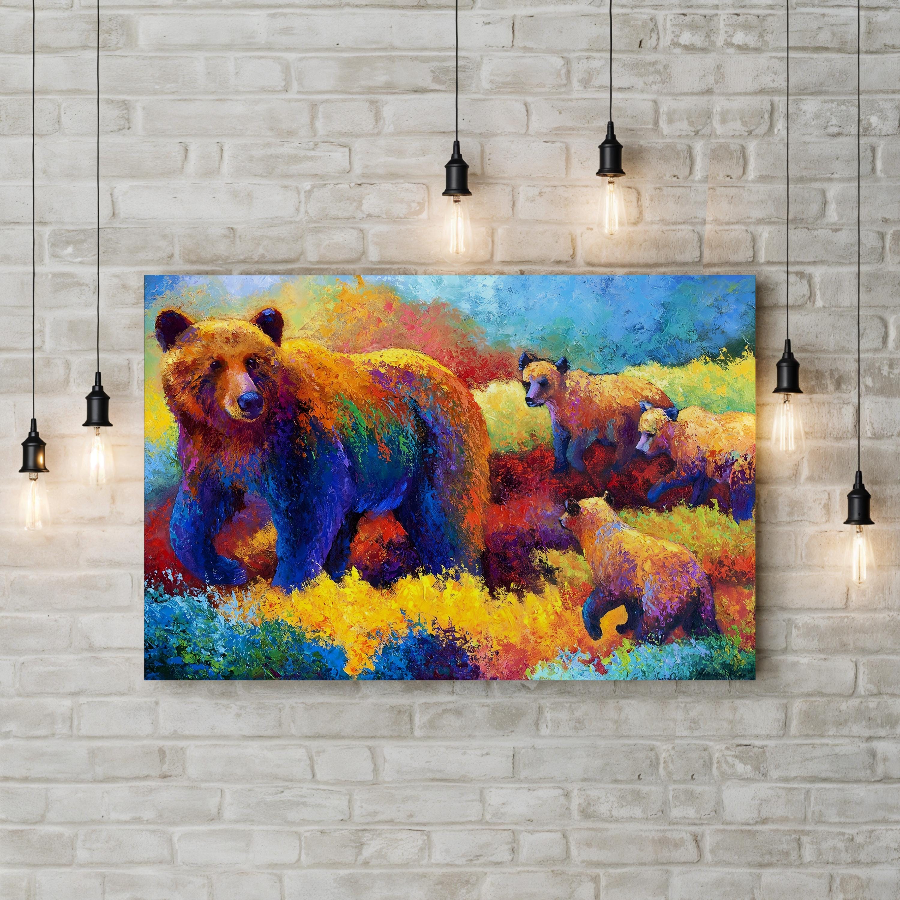 Denali Family Wall Art – Abstract Bear Family Wilderness Canvas by Marion Rose