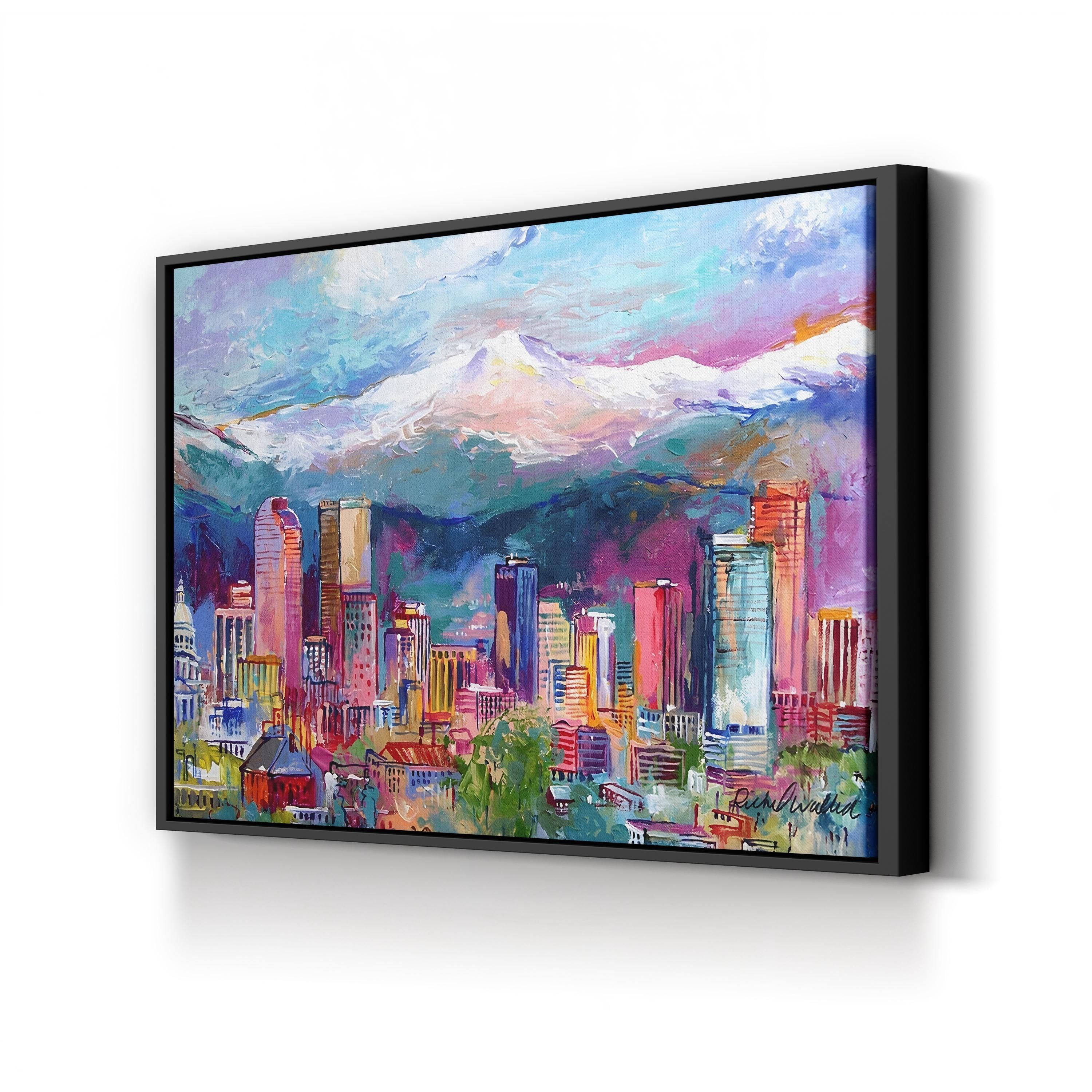 Cityscape with Rocky Mountains in Denver, Colorado by Richard Wallich