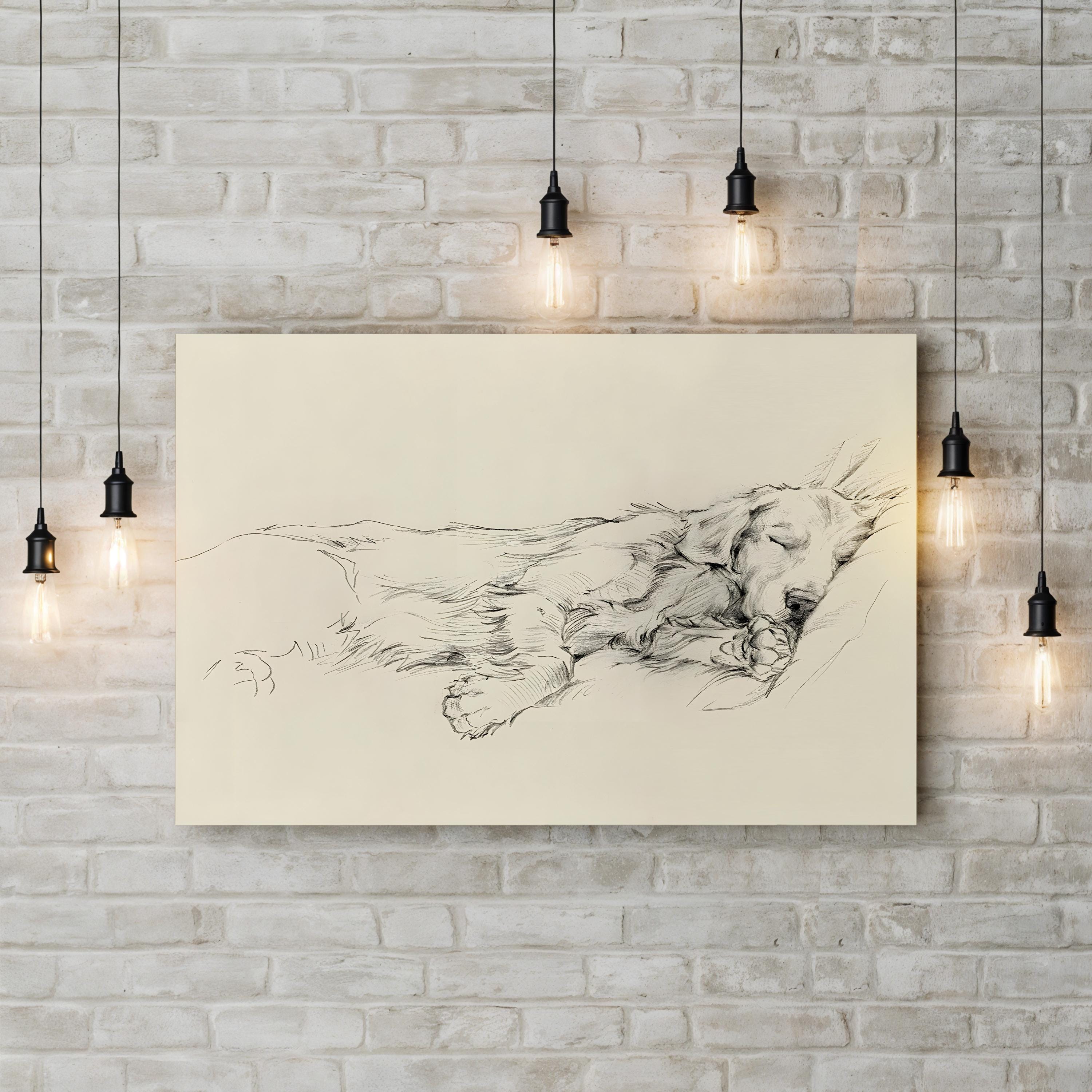 Dog Days III Wall Art – Minimalist Pencil Dog Sketch by Ethan Harper