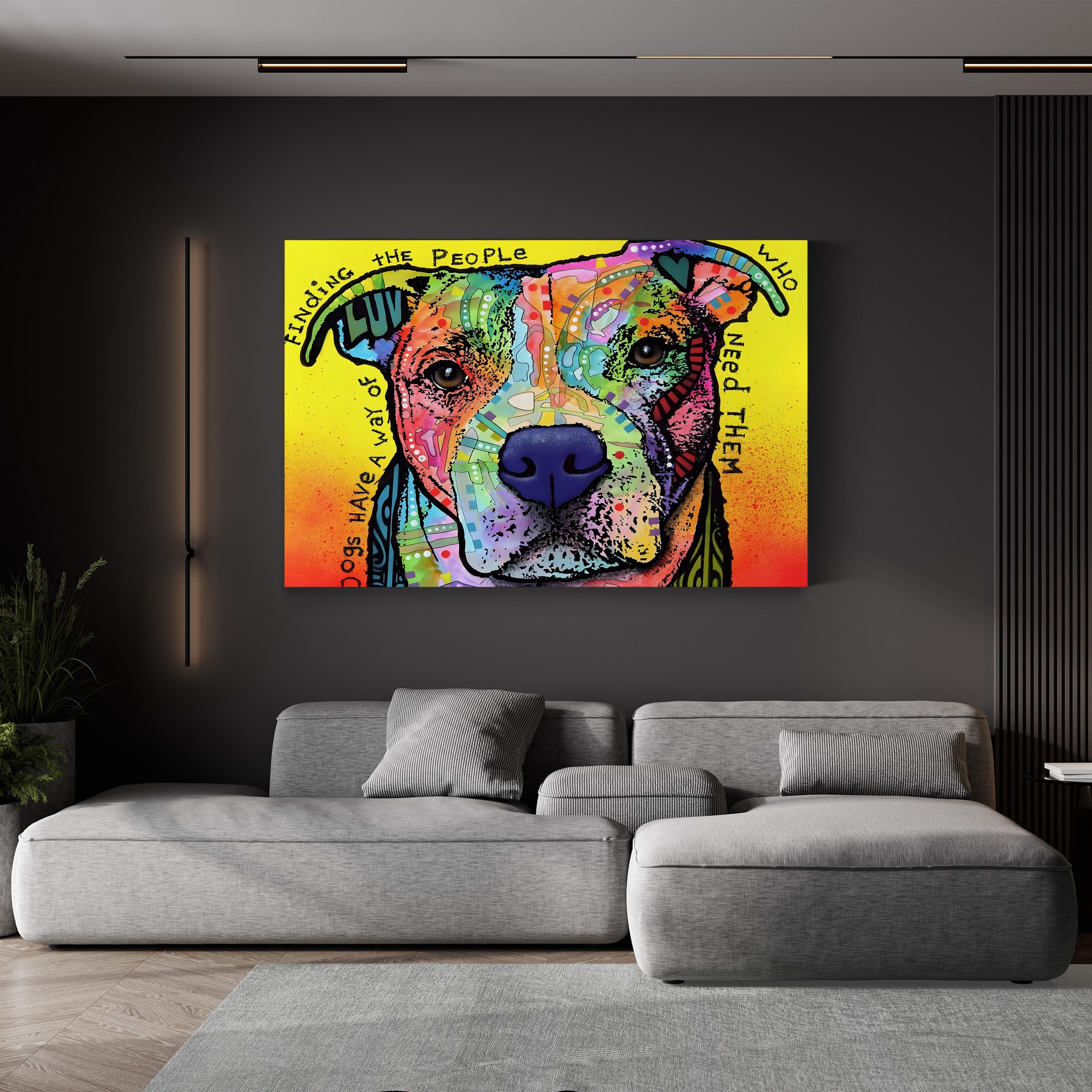 Dogs Have a Way Wall Art – Colorful Pop Art Dog Portrait with Quote by Dean Russo