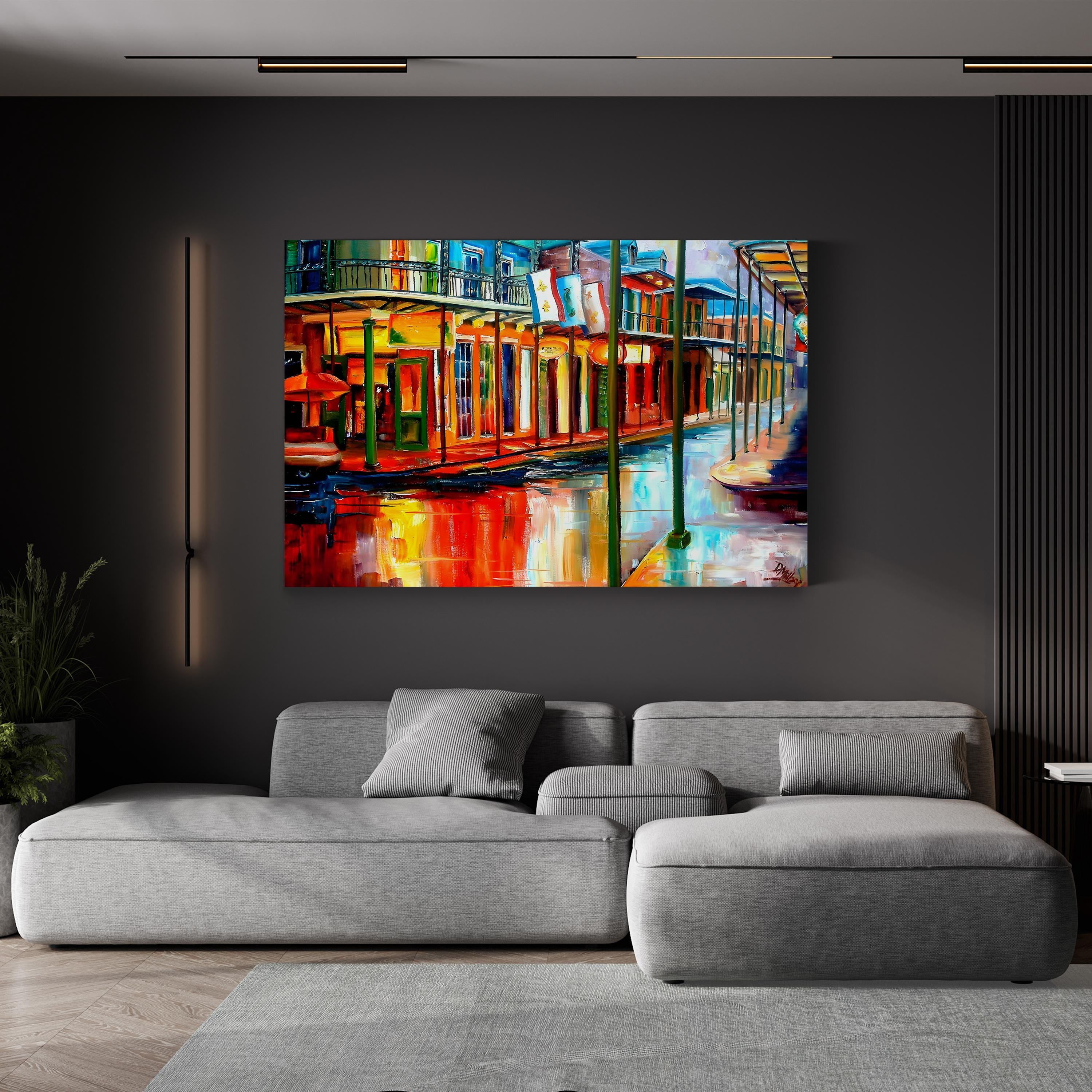 Downpour at Jackson Square, New Orleans – Contemporary Urban Street Scene Wall Art by Diane Millsap