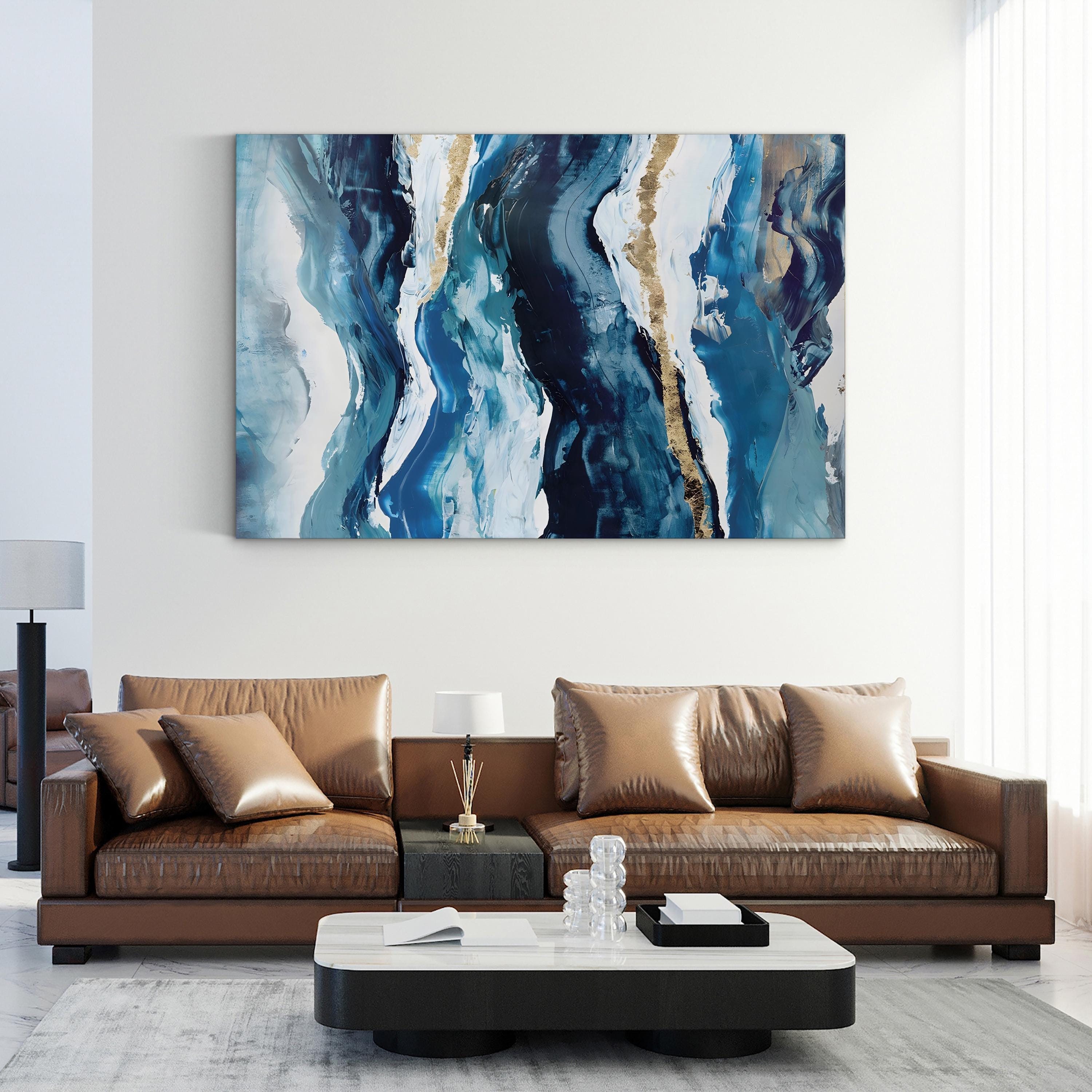 Effectus II Wall Art by Isabelle Z – Contemporary Blue and Gold Abstract Canvas Print