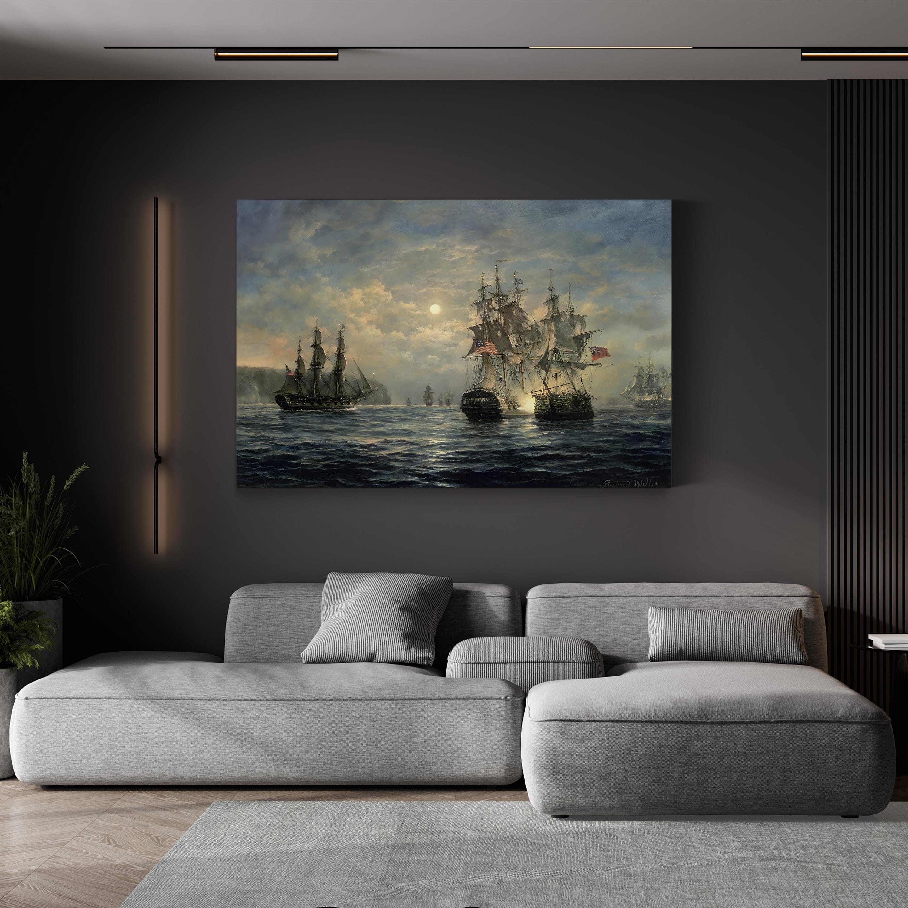 Engagement Between the Bonhomme Richard and the Serapis off Flamborough Head, 1779 Wall Art by Richard Willis