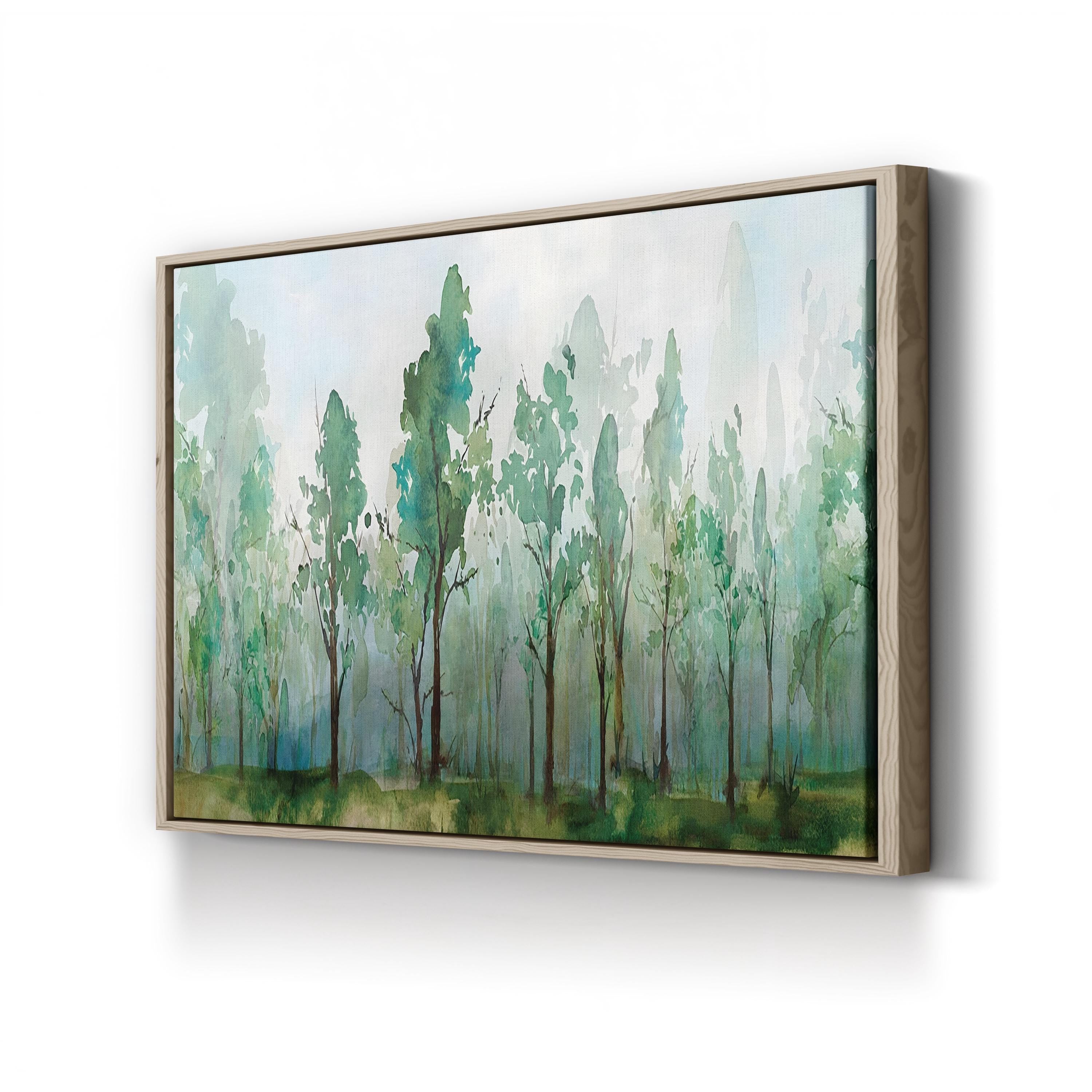 Faded Green Abstract Canvas Wall Art – Minimalist Forest Landscape by Isabelle Z