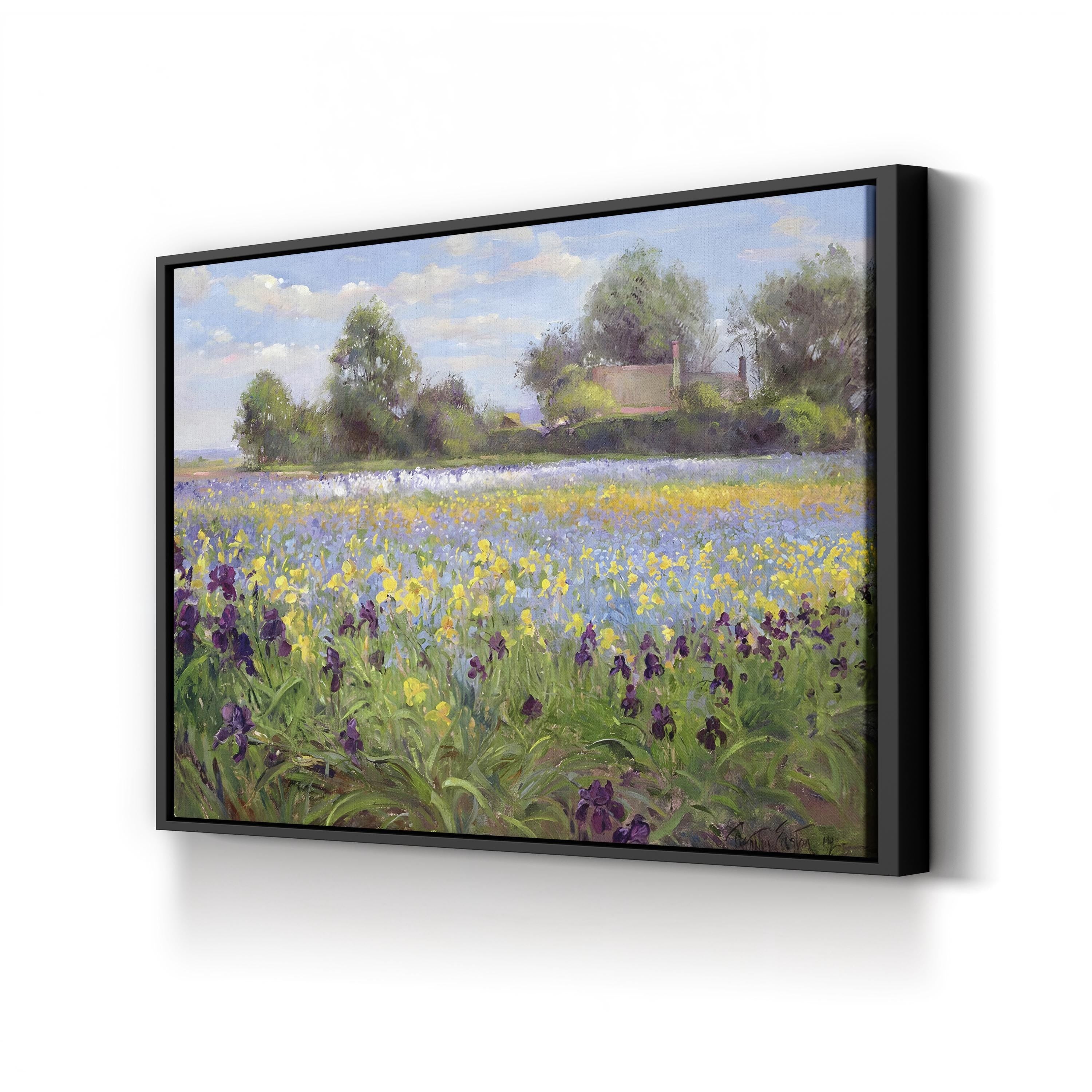 Farmstead and Iris Field, 1992 Canvas Art Print – Abstract Landscape Wall Decor