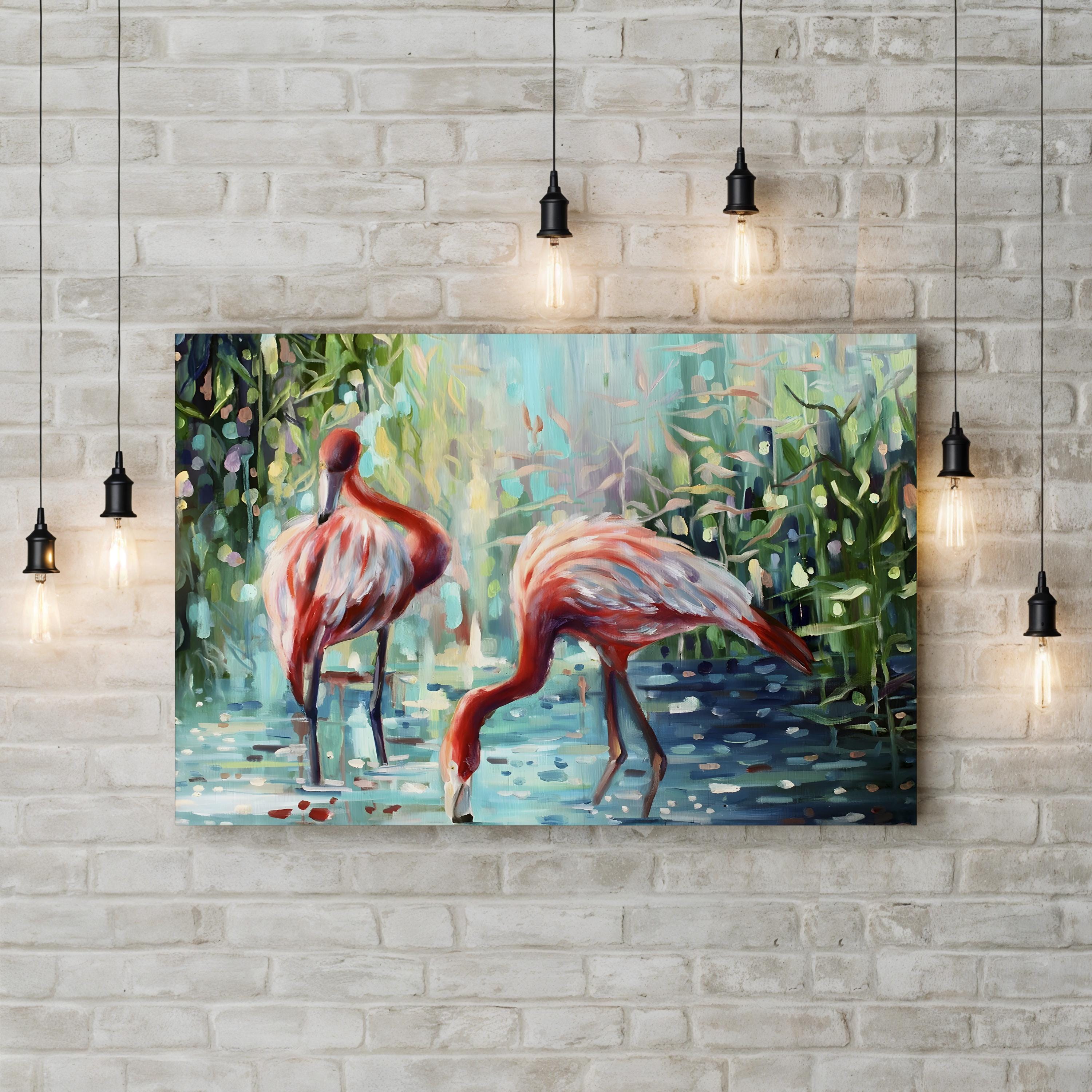 Flamingo’s Delight Wall Art – Lena Navarro | Contemporary Tropical Bird Canvas Print