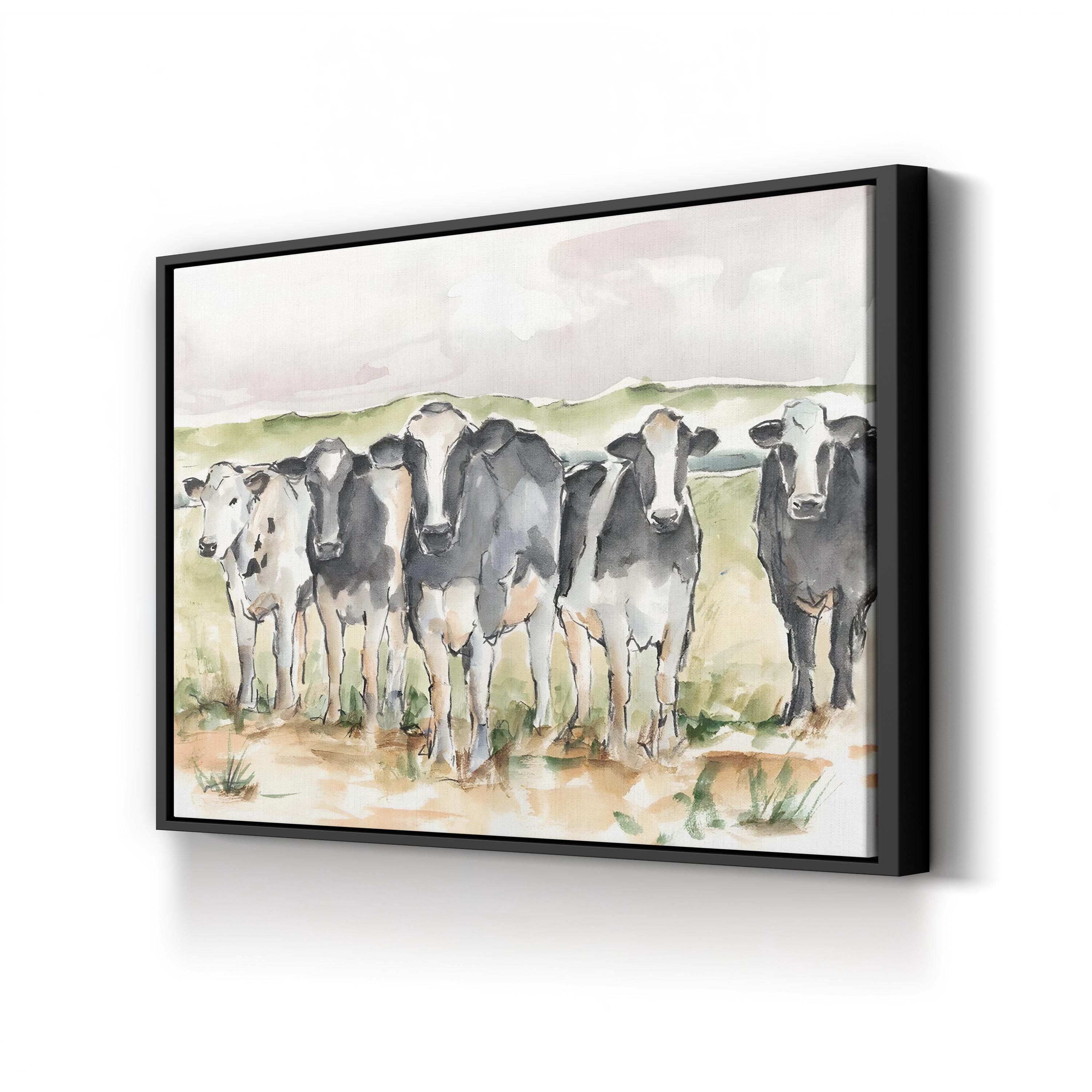 Watercolor Pasture Cow – Period Illustration Wall Art | Farmhouse Canvas Print