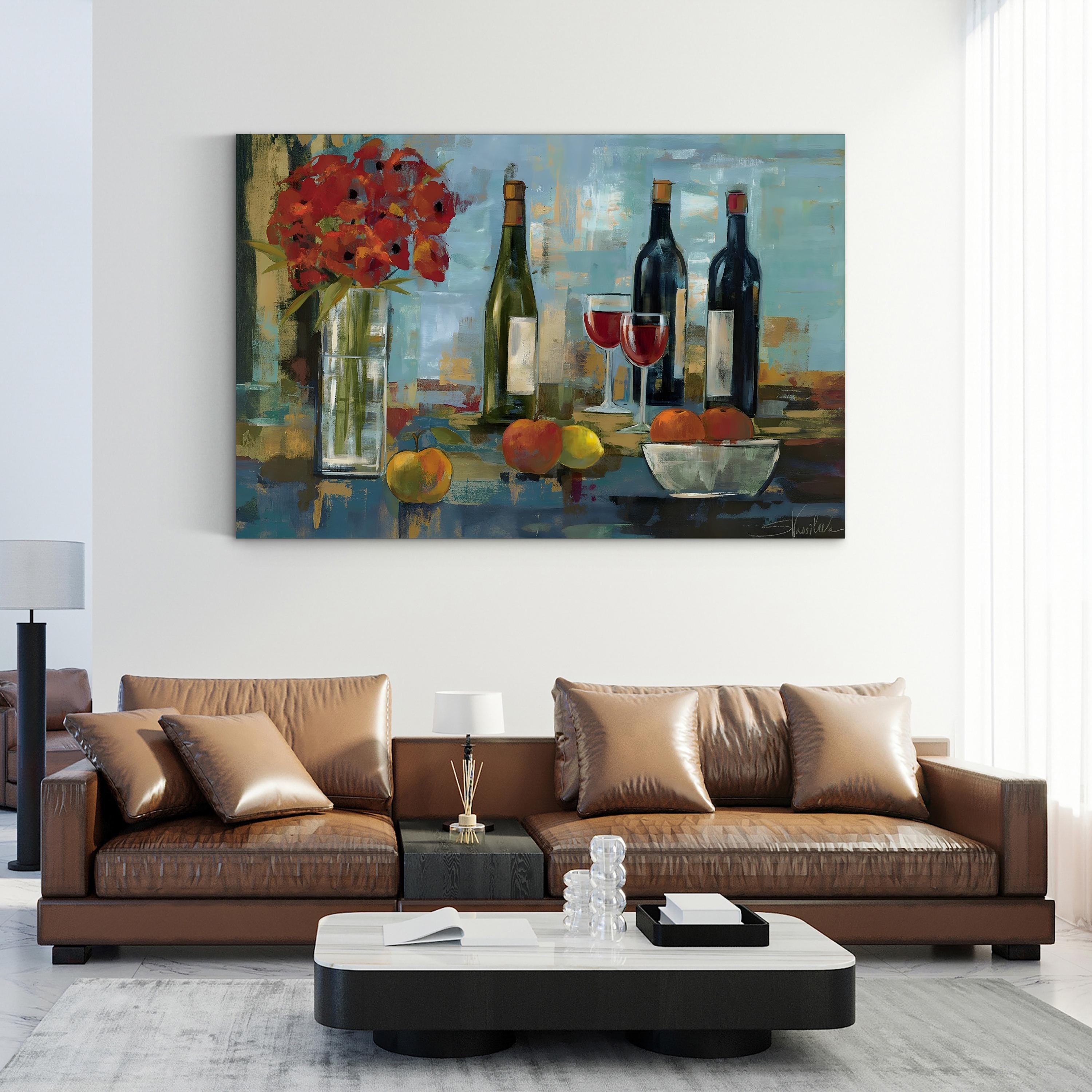 Fruit and Wine Wall Art by Silvia Vassileva – Elegant Still Life Canvas Print