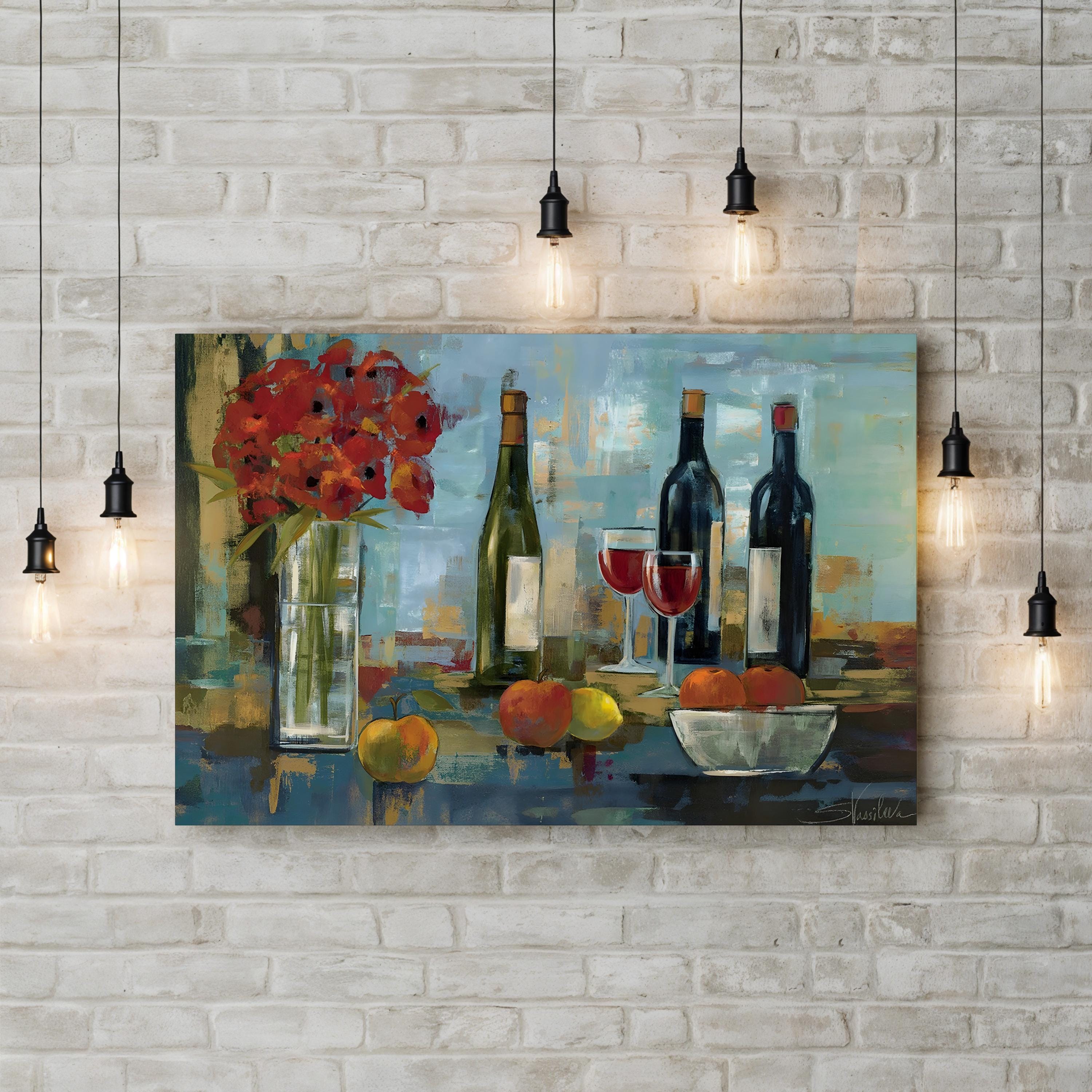 Fruit and Wine Wall Art by Silvia Vassileva – Elegant Still Life Canvas Print
