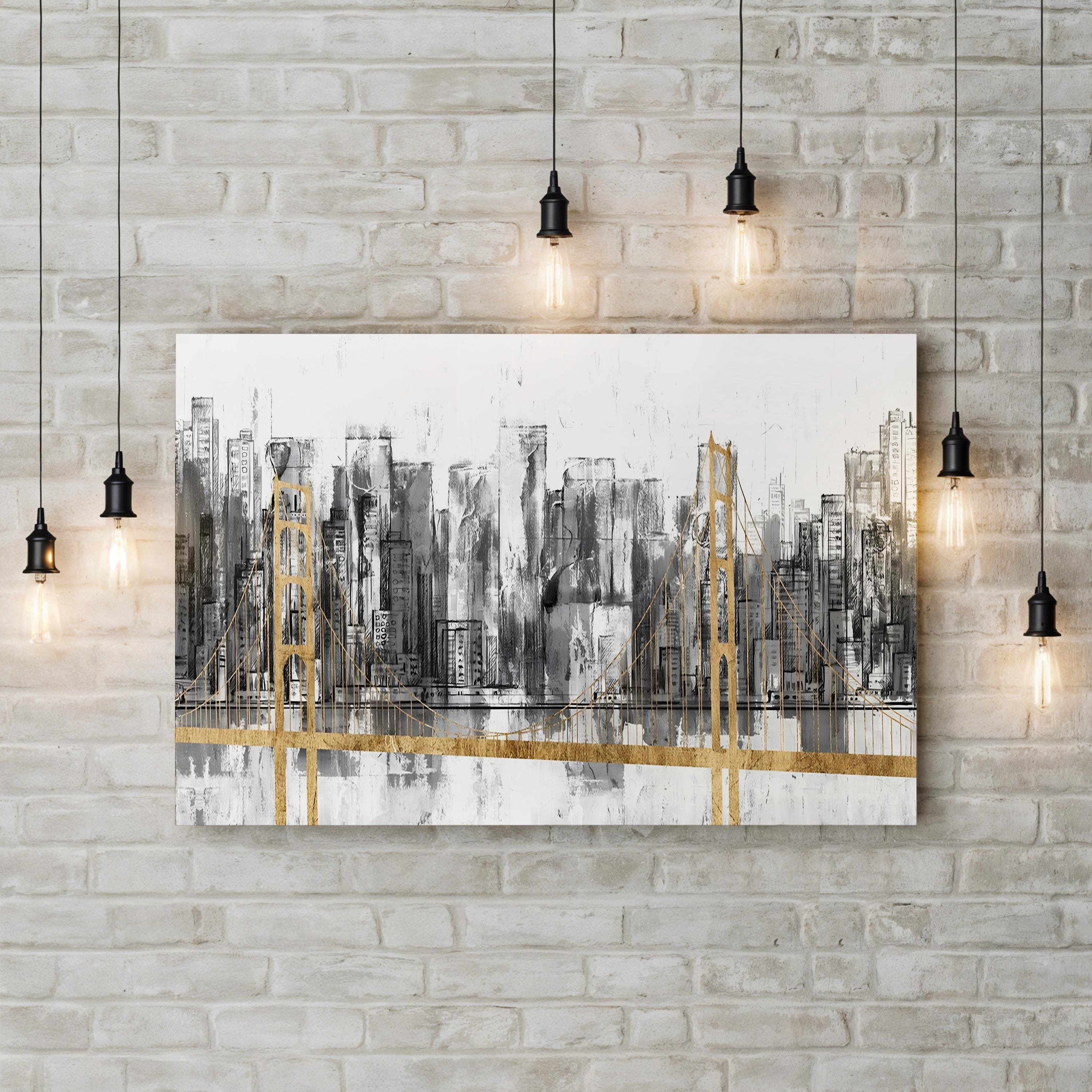 Golden Bridge Panorama Wall Art | Golden Gate Bridge, San Francisco, California Cityscape Canvas by Jennifer Goldberger