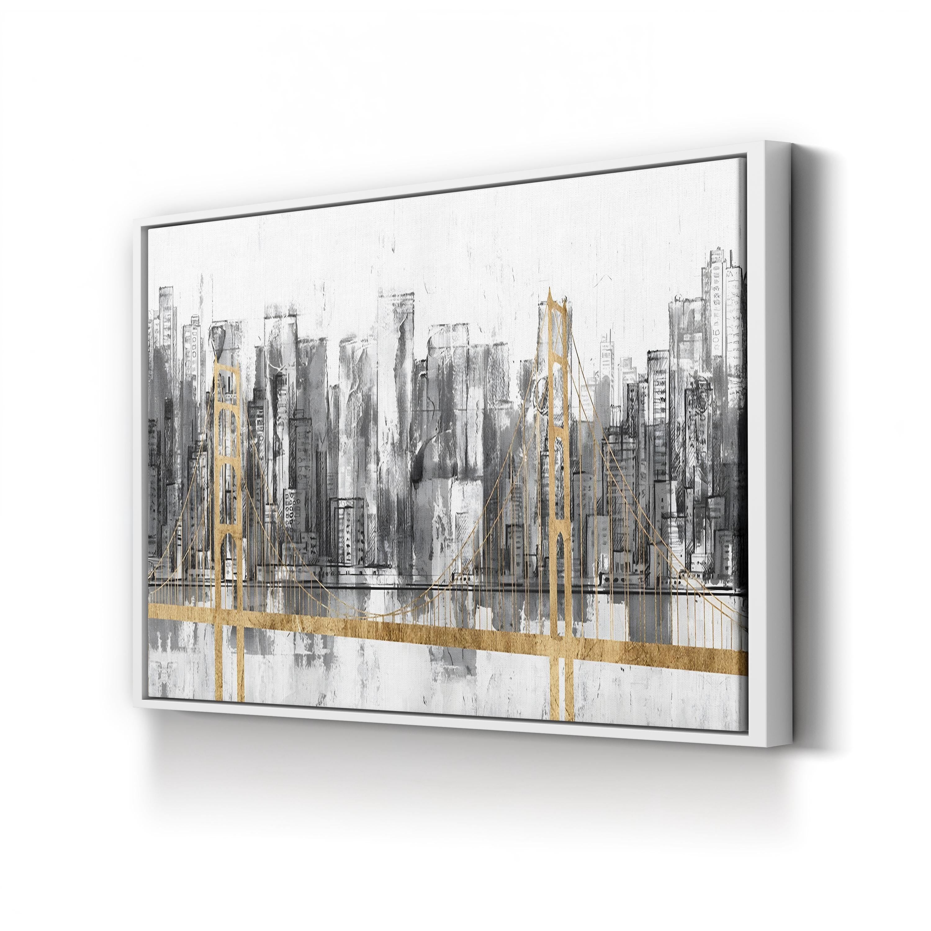 Golden Bridge Panorama Wall Art | Golden Gate Bridge, San Francisco, California Cityscape Canvas by Jennifer Goldberger