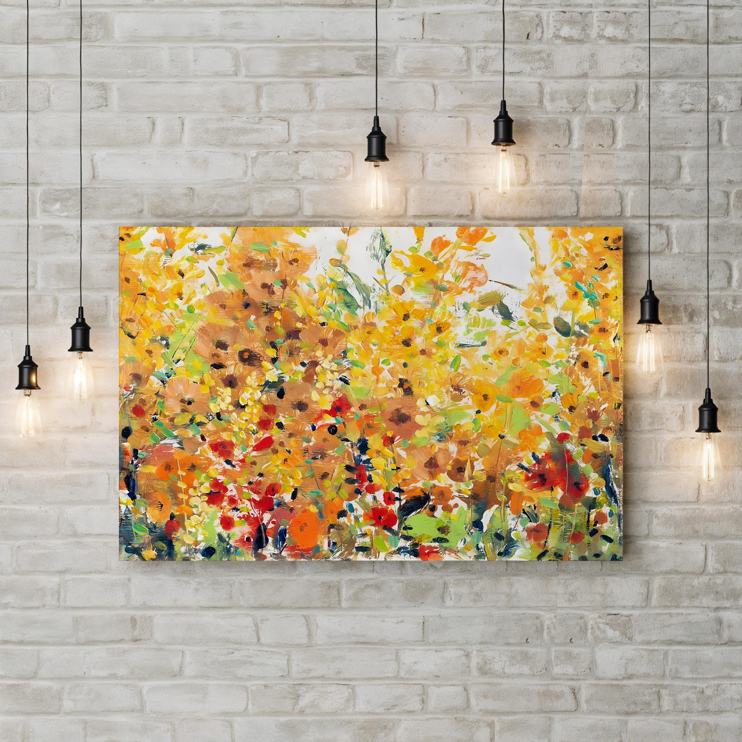 Golden Summer Garden II Canvas Wall Art | Contemporary Floral Painting by Tim O’Toole
