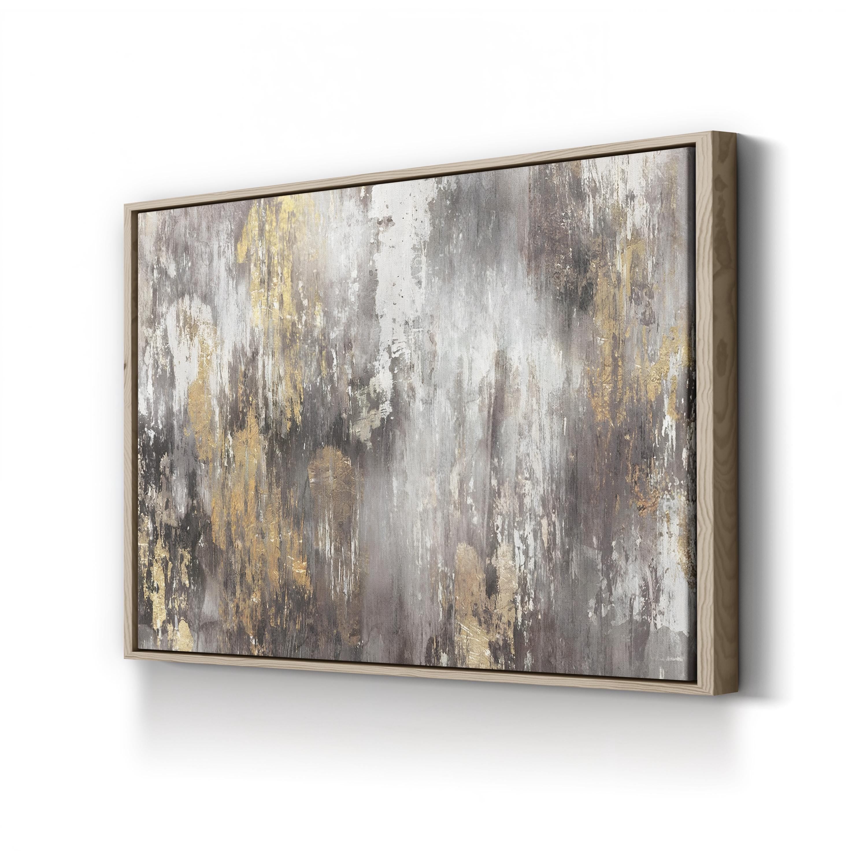 Gold Ikat Wall Art | Contemporary Abstract Ikat Pattern Canvas by PI Galerie