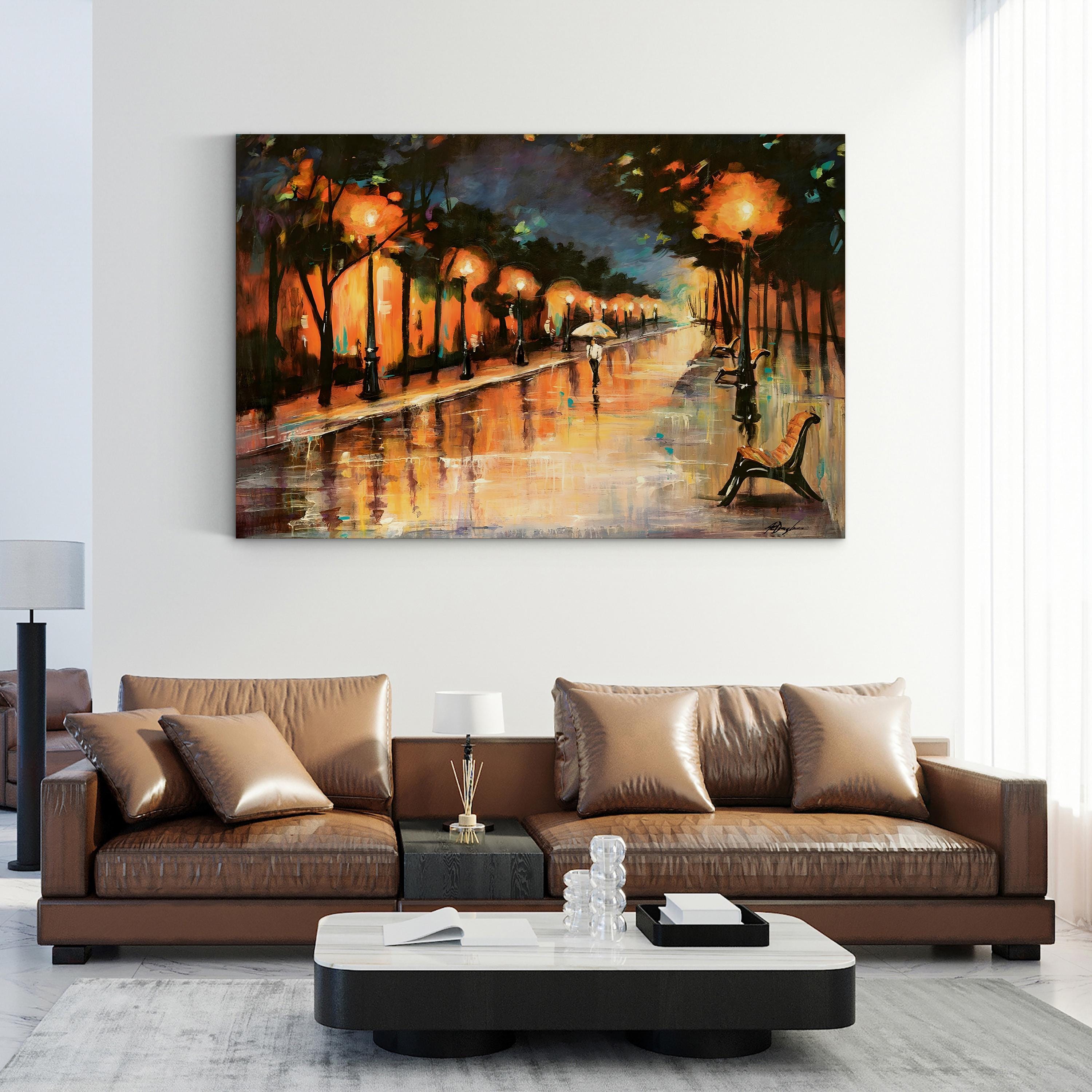 Halos In The Rain Wall Art by Farrell Douglass – Contemporary Figurative Urban Painting Print